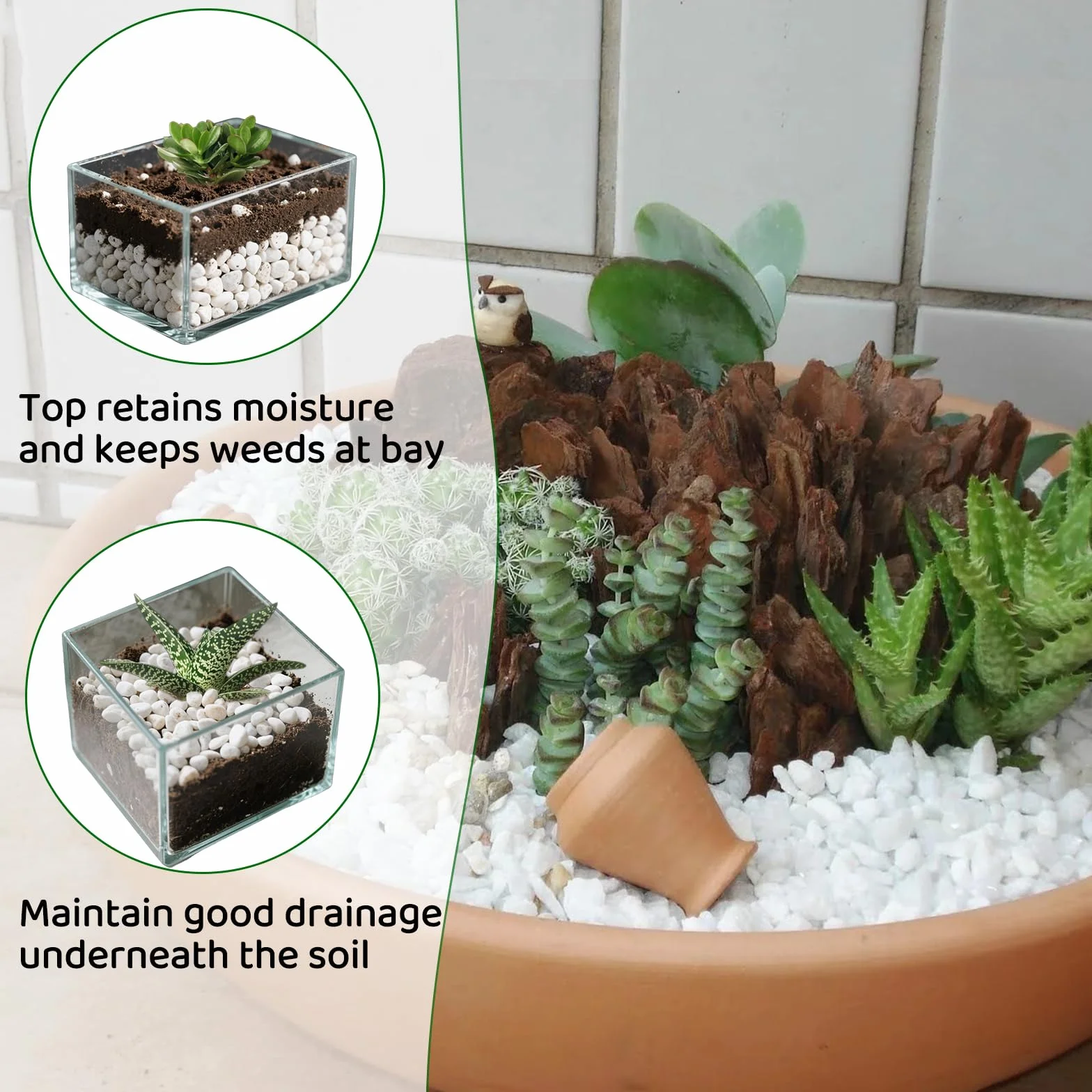 Grava Blanca Decorativa 500g, Mini Piedras Decorativas, Pequeños Guijarros Blancos para Macetas Jardines Acuarios