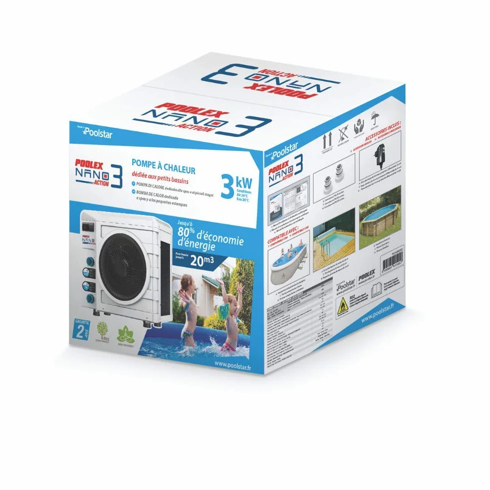 POOLEX Nano Action 3 Bomba de Calor 600 W 10-21 m3 Blanco