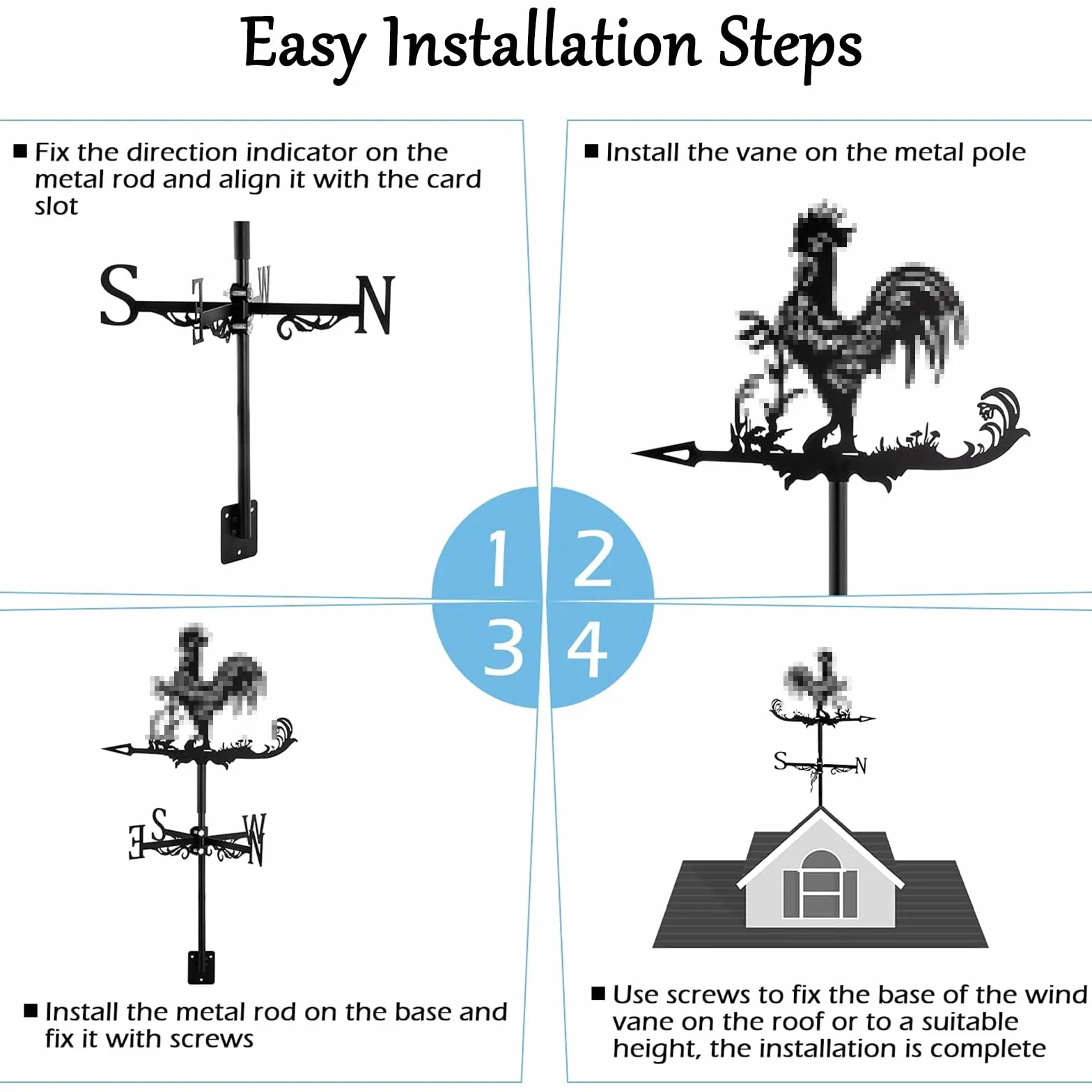 Veleta para Cazador y Perro con Montaje en Techo, Indicador de Dirección del Viento para Granja, Caza, Jardín, Decoraciones de Metal