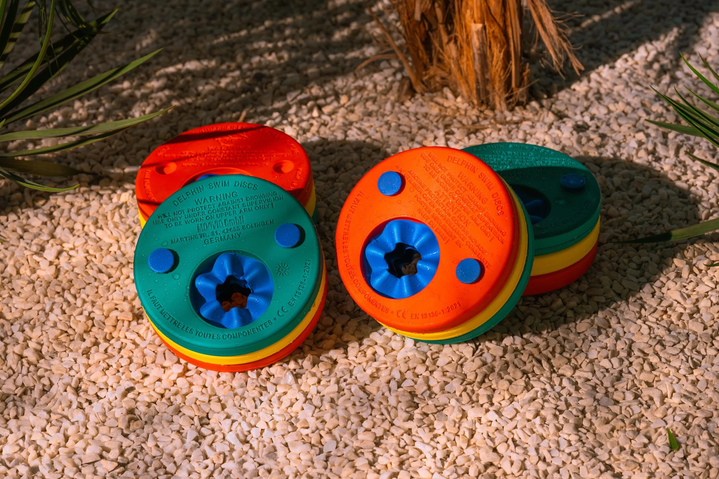 Delphin Discos de natación rojo-amarillo-verde hasta 60 kg