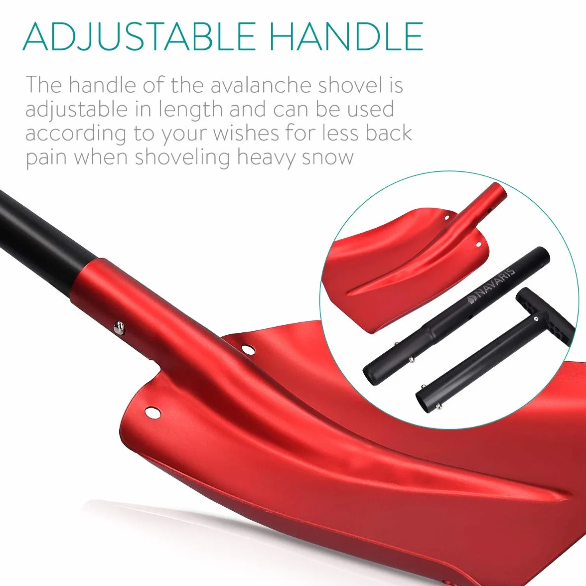 Navaris Pala de Nieve Plegable Quitanieves 80CM Aluminio Rojo y Negro
