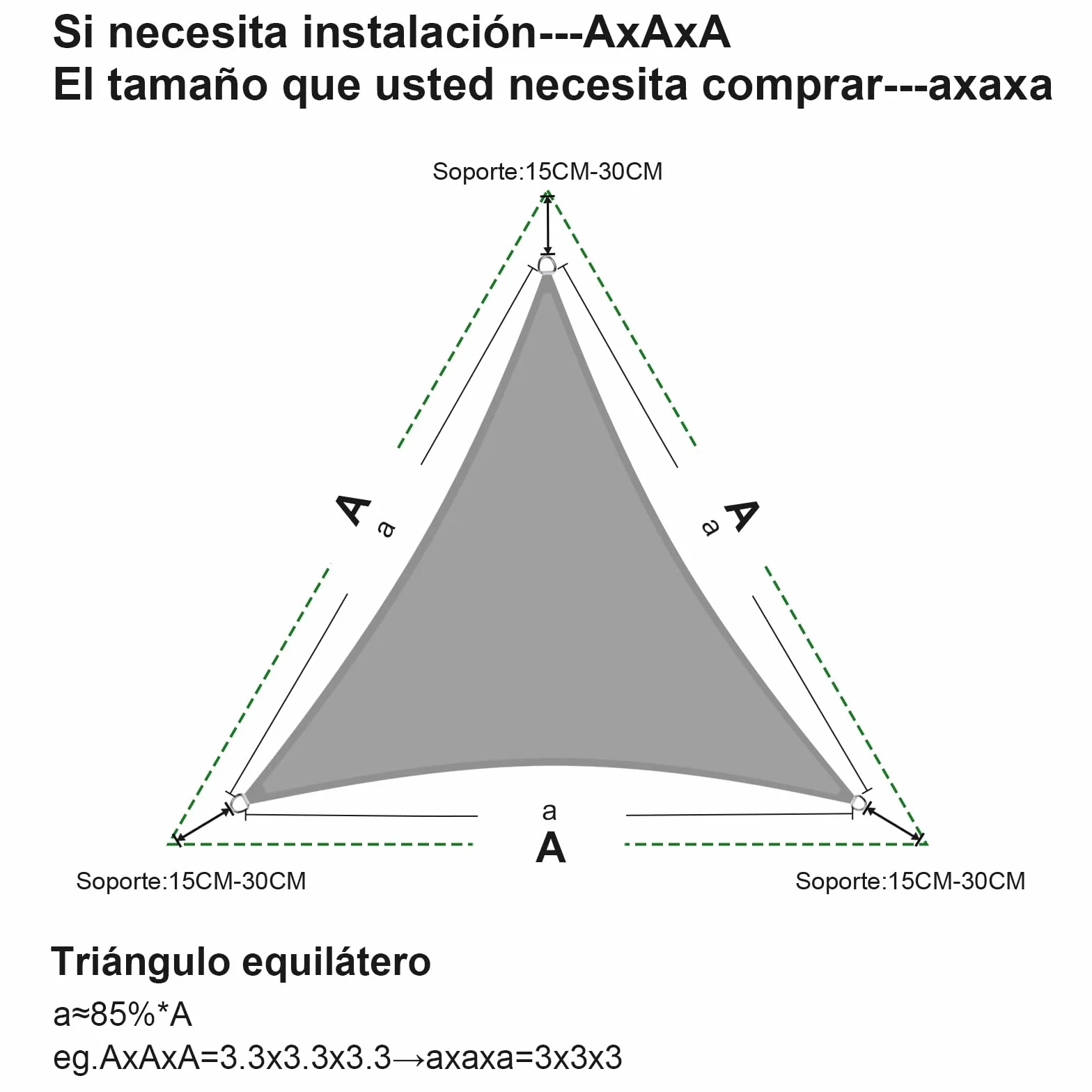 SUNNY GUARD Toldo Vela de Sombra Impermeable 3x3x3m Triangular Protección UV