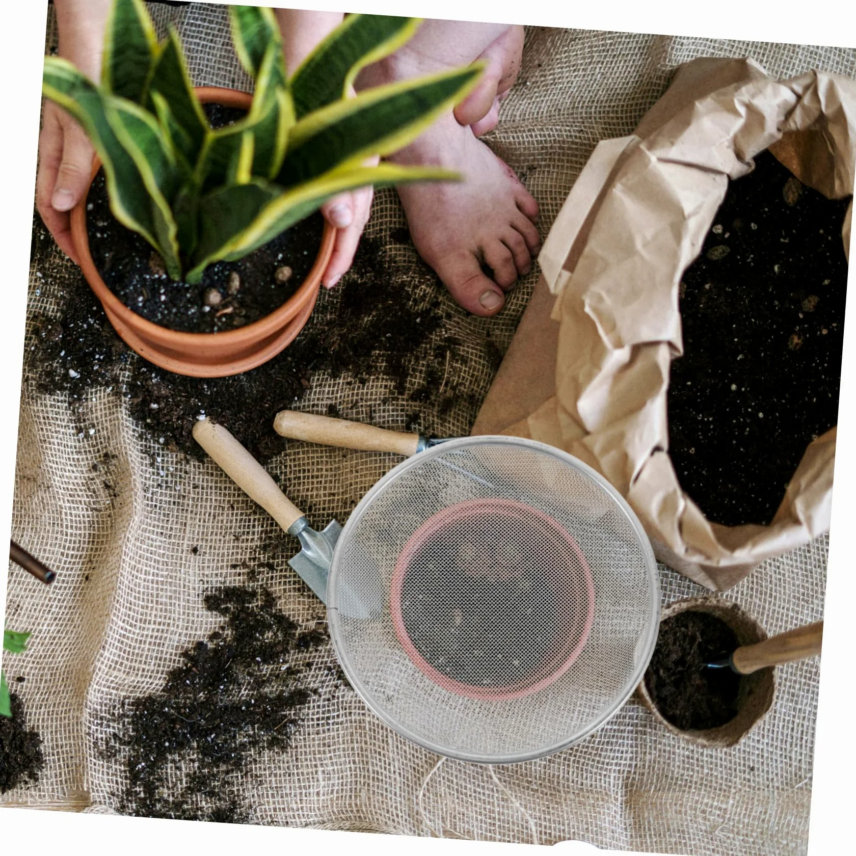 VICASKY Cedazo de Malla Delicada para Compost y Suelo, 30 Cm, Compatible con Cubo de 5 Galones, Herramienta de Jardinería y Duradera