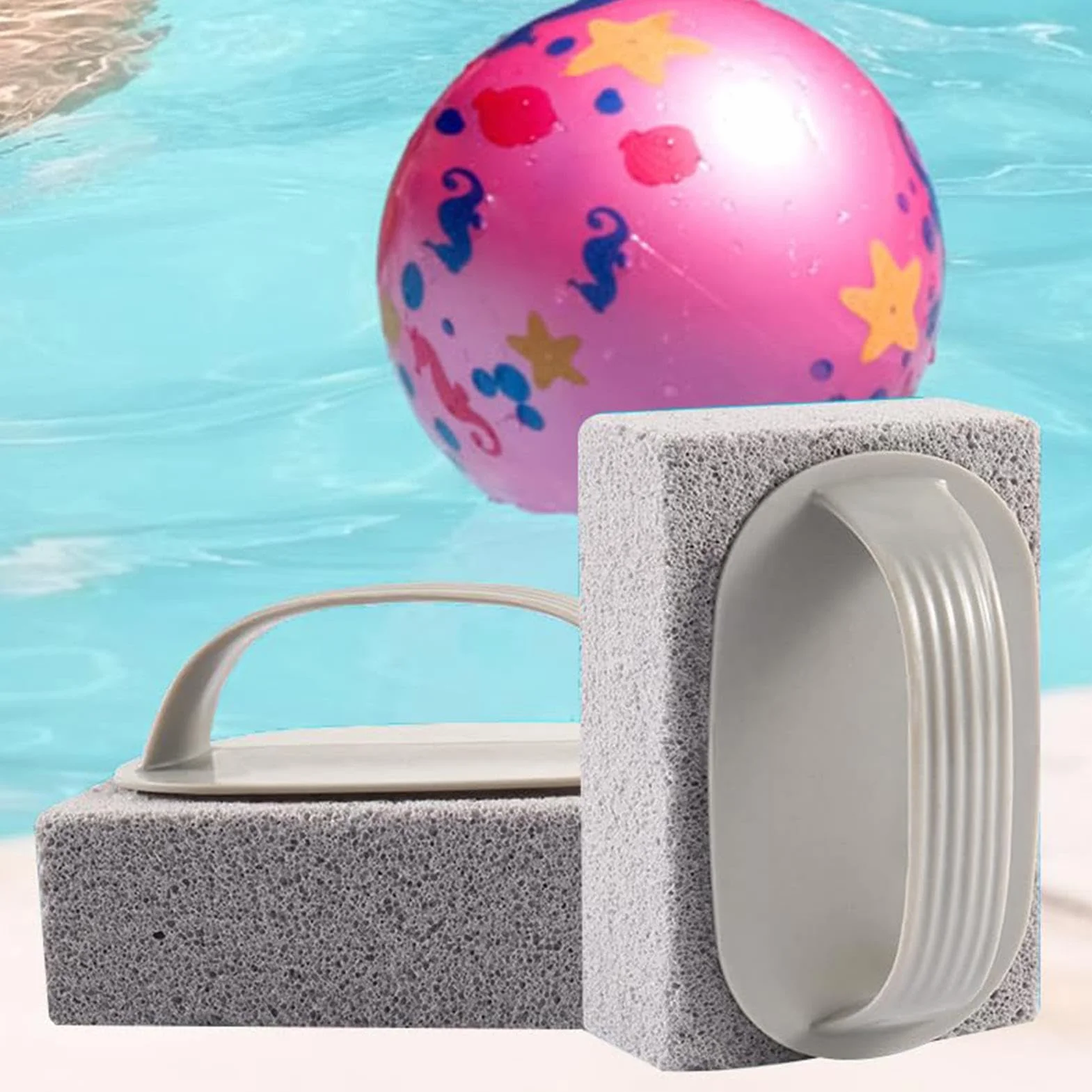 Piedra pómez para piscina, limpiador de azulejos, mango antideslizante