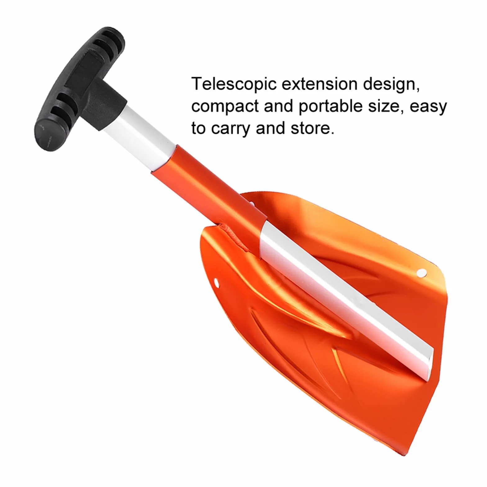 Pala de Nieve de Aleación de Aluminio Antideslizante, Longitud Telescópica 44 cm para Jardín