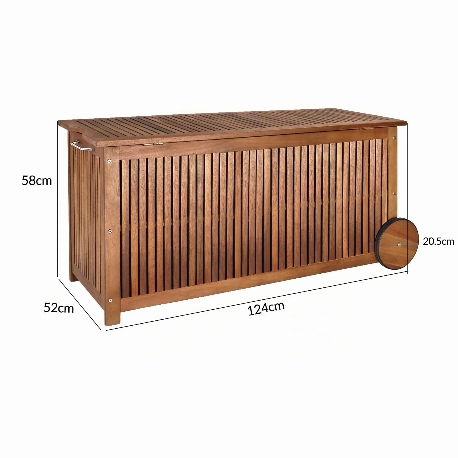 CASARIA Baúl de Almacenaje Exterior 350L Madera de Acacia con Ruedas 120x55x60cm