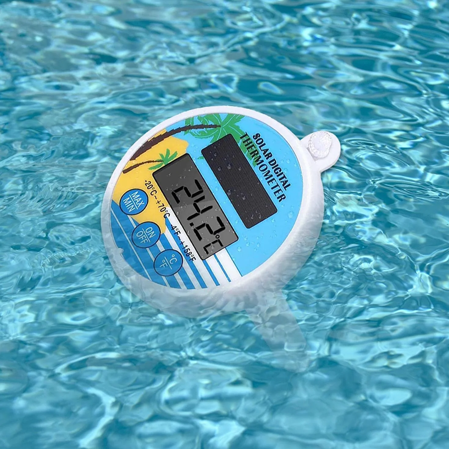 Termómetro Piscina Flotante con Cuerda Pantalla LCD IP68 Impermeable para Piscina Spa Estanque