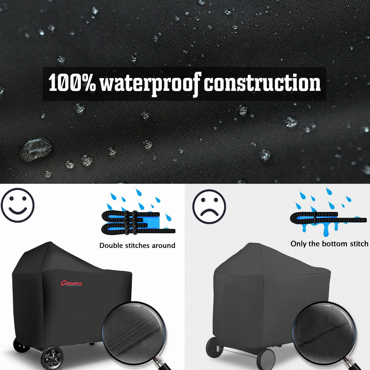 Comnova - Funda para parrilla Weber Performer Premium y Deluxe de 22 pulgadas, cubierta de barbacoa 600D para parrilla de carbón Weber Performer Premium/Deluxe de 22 pulgadas, resistente, impermeable,