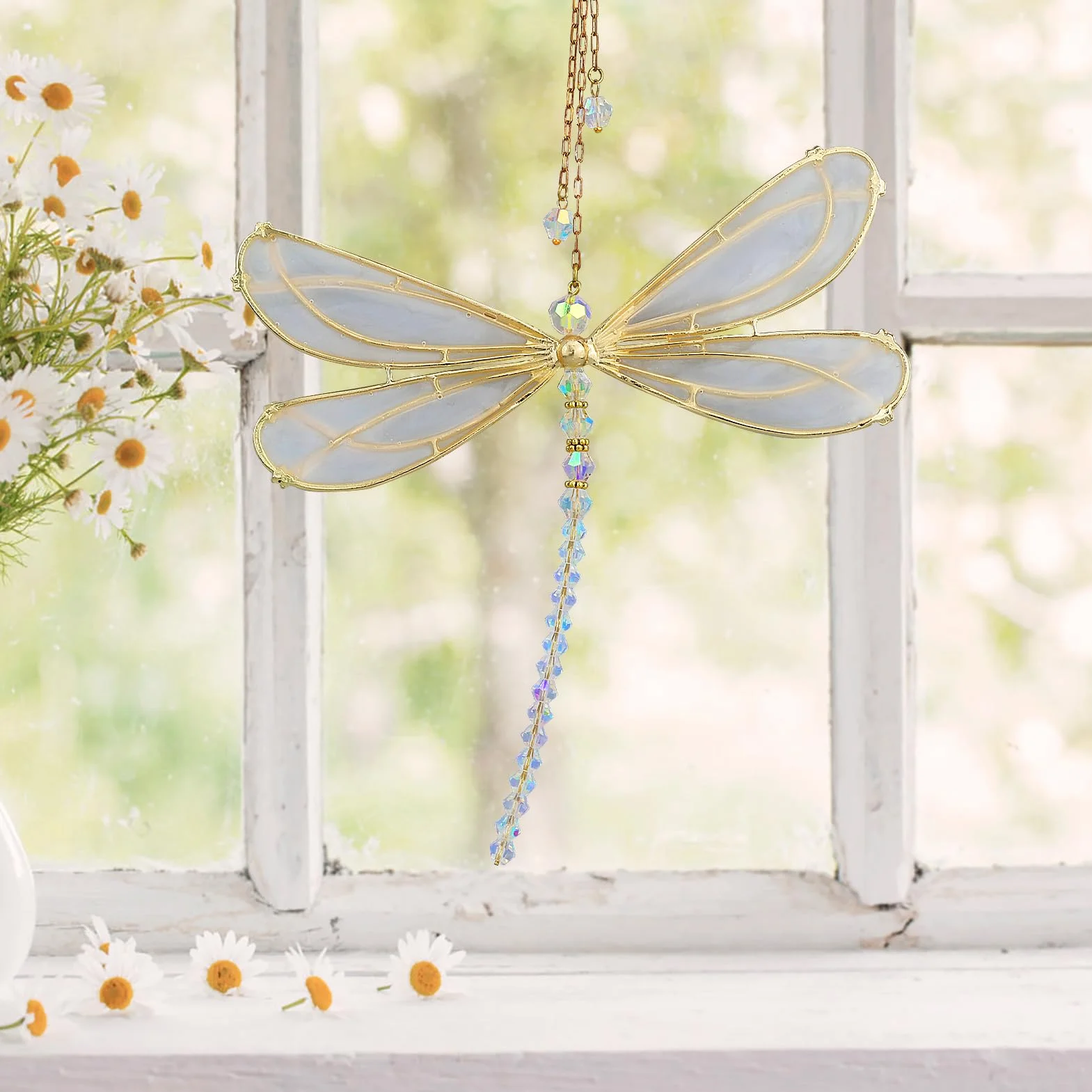 Suncatcher Fensterdeko Kristall Glas Prisma Rainbow Sonnenfänger Libélula Metall