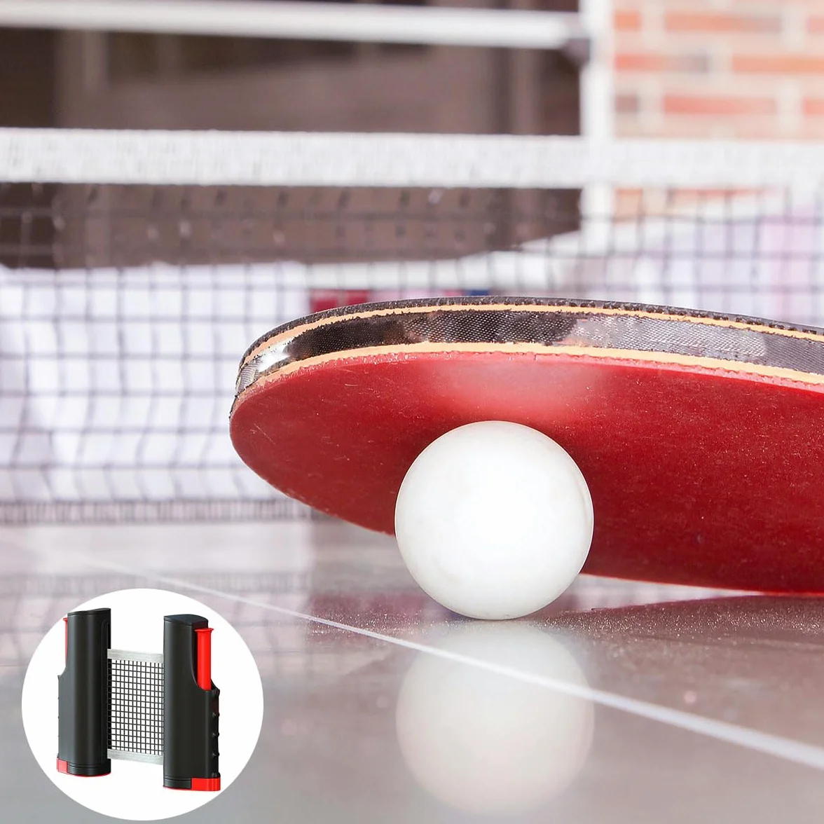 Helweet Red de Tenis de Mesa, Ping Pong Net, Soporte Telescópica 170cm, Negro