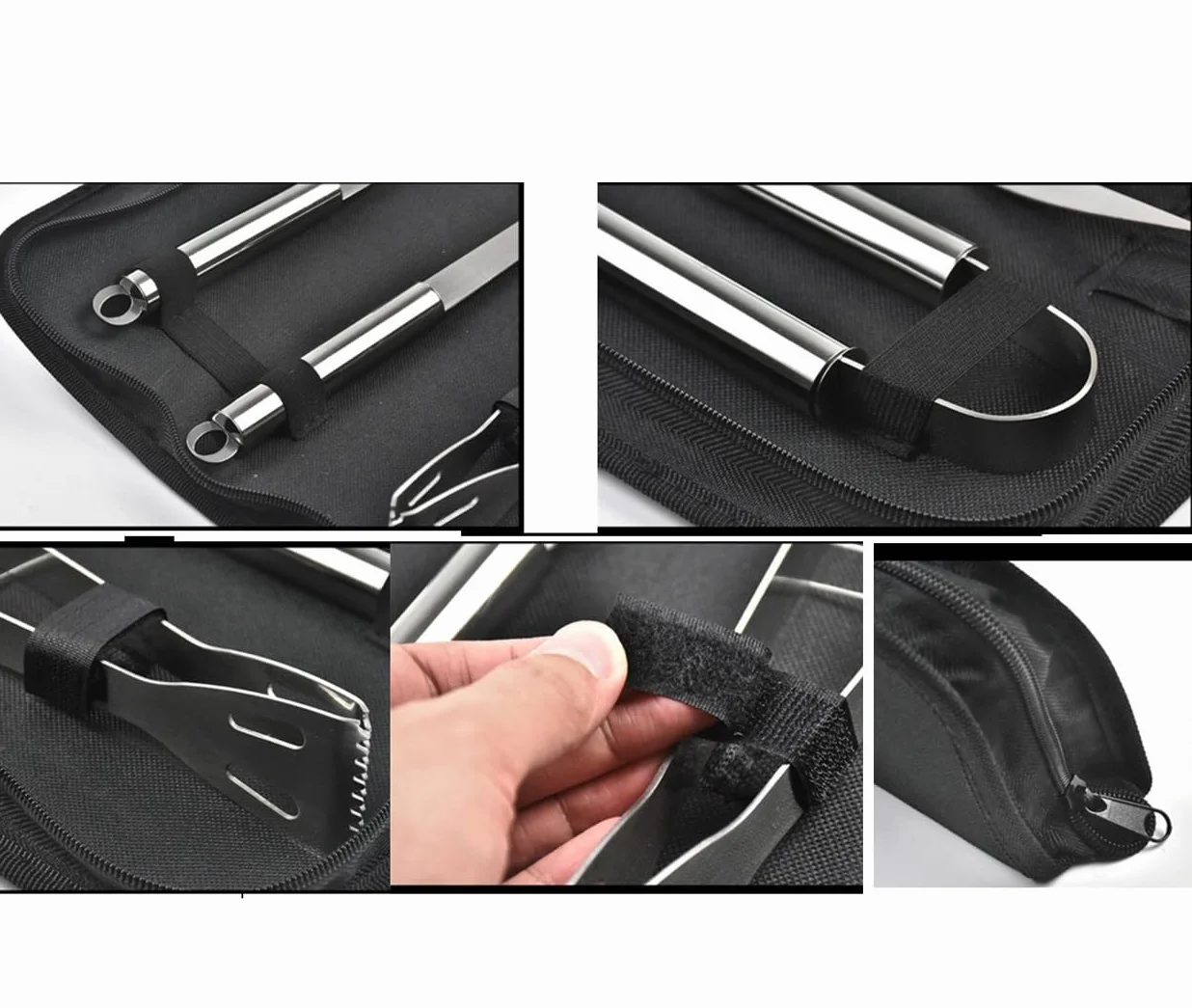 Juego de 9 cubiertos de acero inoxidable para barbacoa, accesorios profesionales para barbacoa, utensilios para barbacoa, juego de herramientas para barbacoa para hombres, con bolsa fácil de llevar,