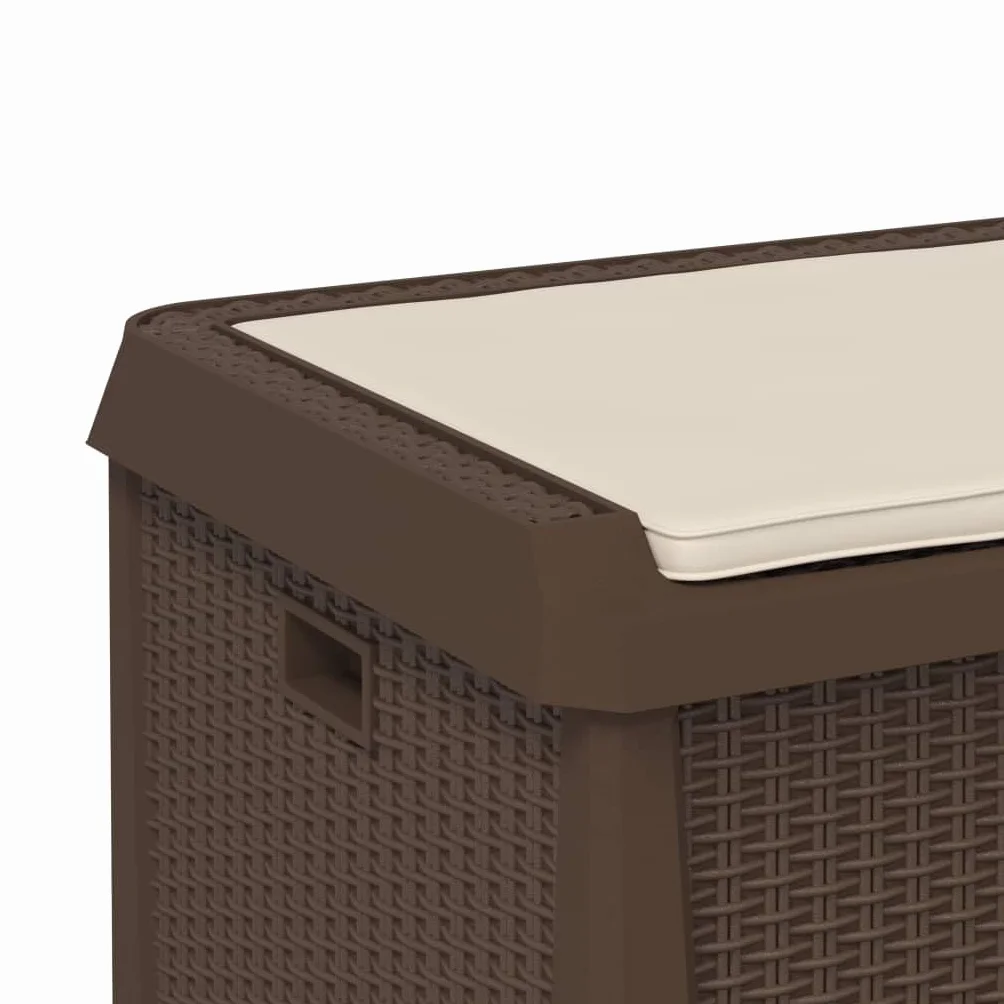 vidaXL Caja Almacenaje Jardín Cojín Asiento Cerradura Exterior Baúl Patio PP Marrón 125 L