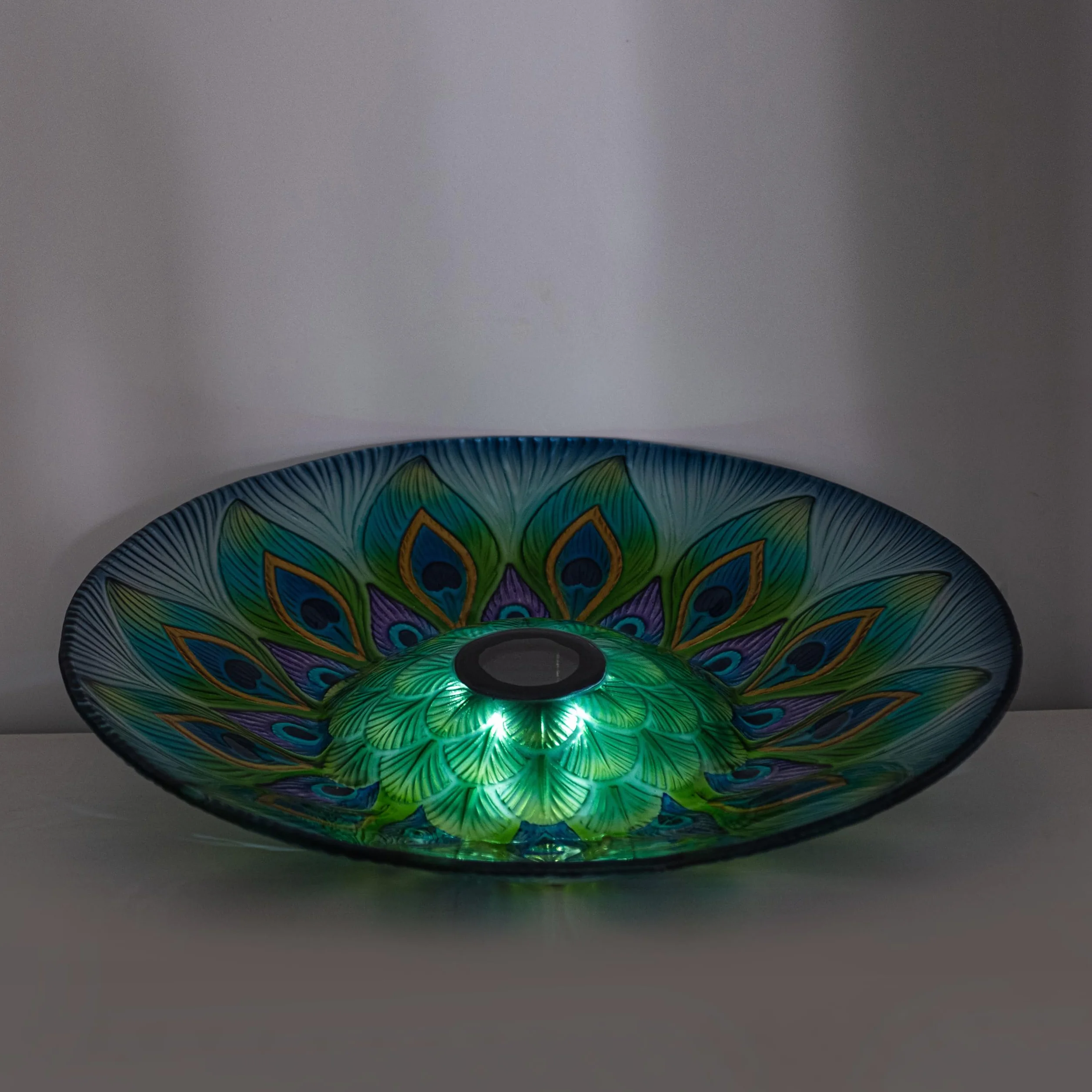 Teamson Home Baño para pájaros de Cristal diseño Pavo Real Multicolor