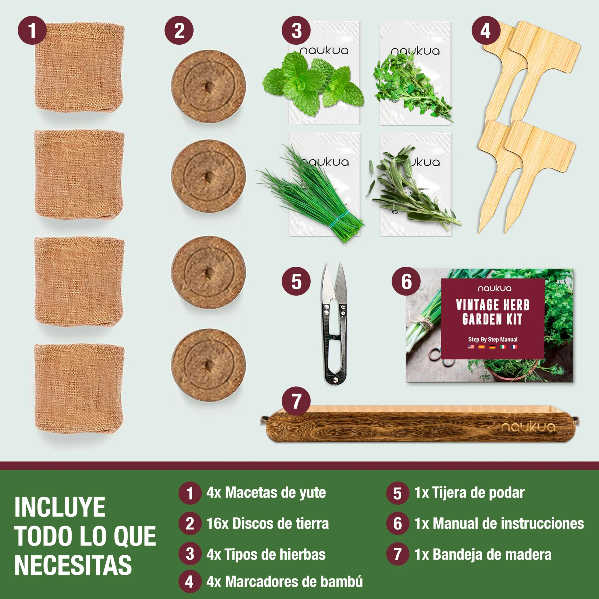 Kit Cultivo Hierbas Aromaticas Cebollino Oregano Menta Salvia Semillas Organicas Huerto Urbano