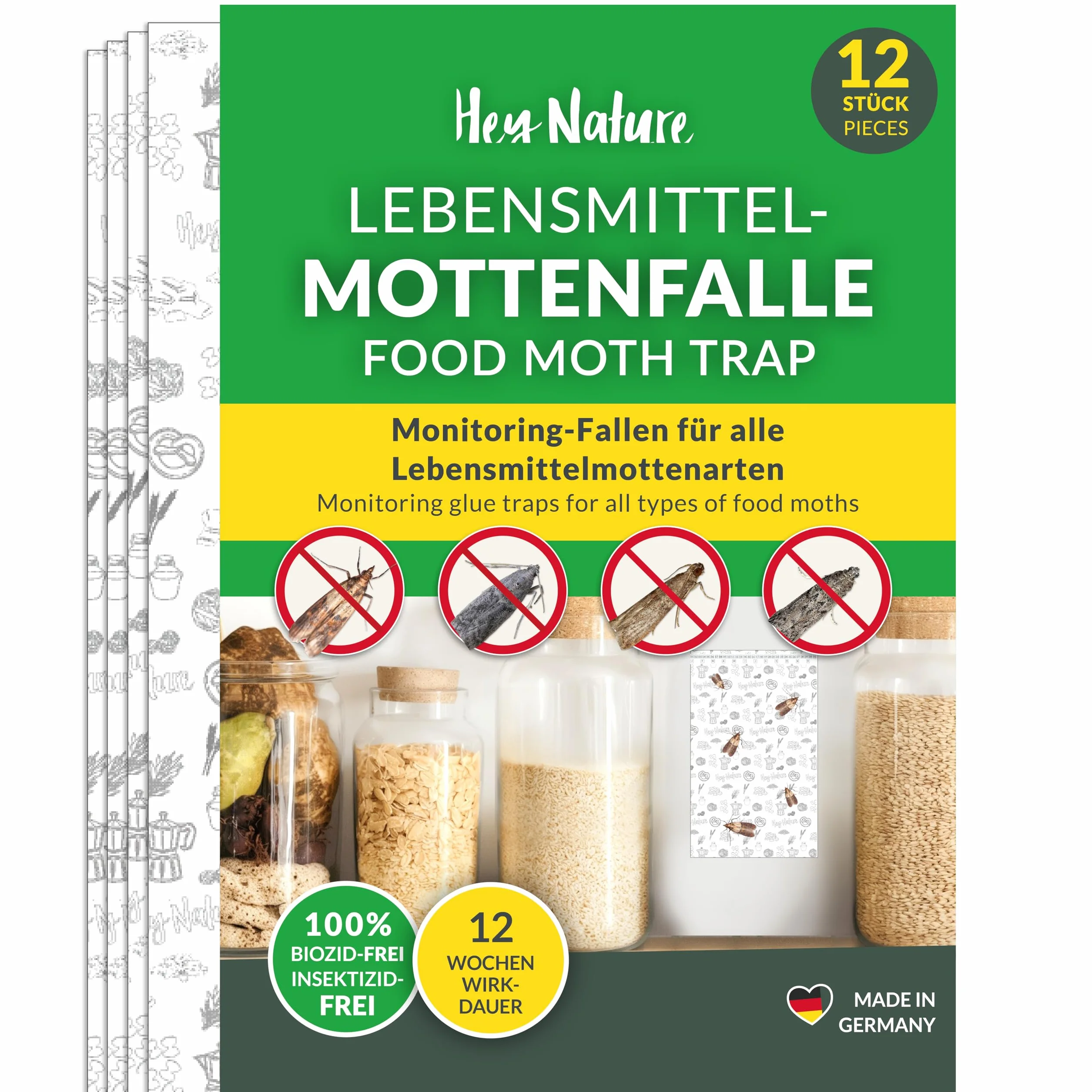 Hey Nature trampa para polillas de los alimentos, 12 piezas, sin insecticidas, atracción máxima