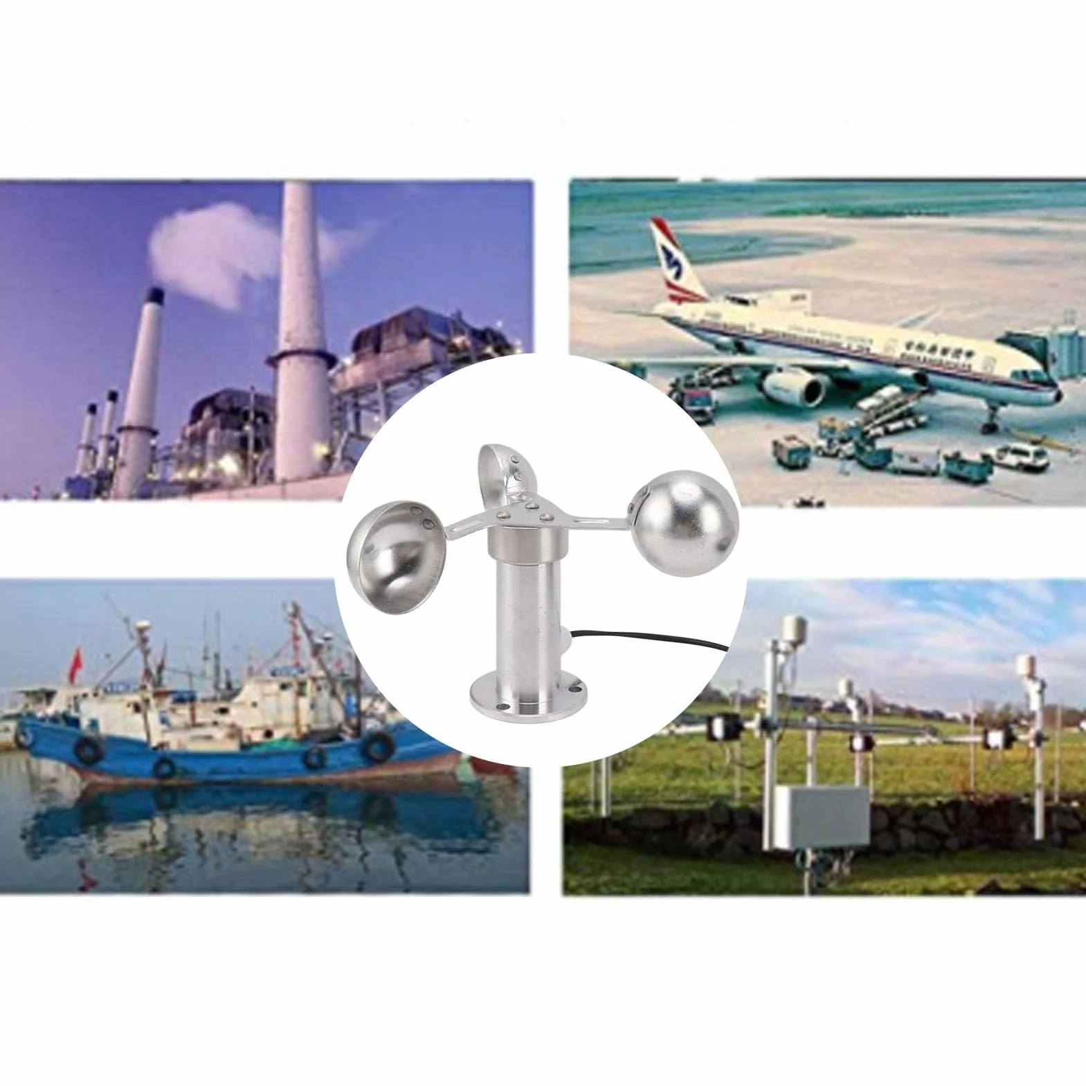 Anemómetro Sensor De Viento Aleación De Aluminio 3 Tazas 0-3,8 V