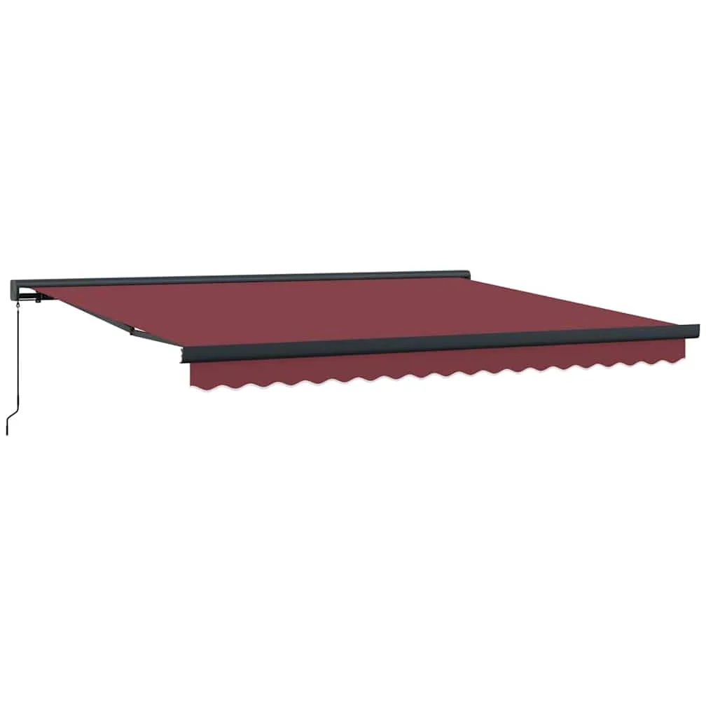 Toldo de brazo articulado manual con manivela 400 x 300 cm burdeos | Toldo manual para terraza, patio y restauración. Totalmente ajustable para una protección solar óptima al aire libre.