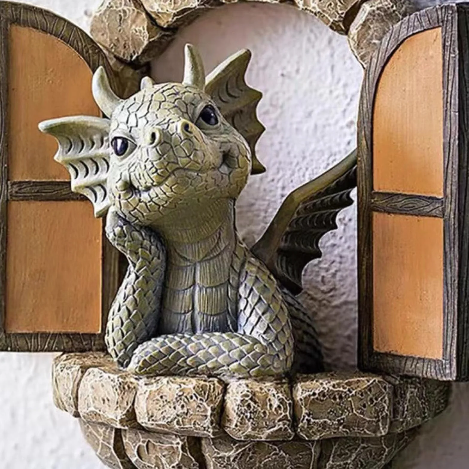Escultura de dragón de resina para jardín, patio y pared, decoración de árbol