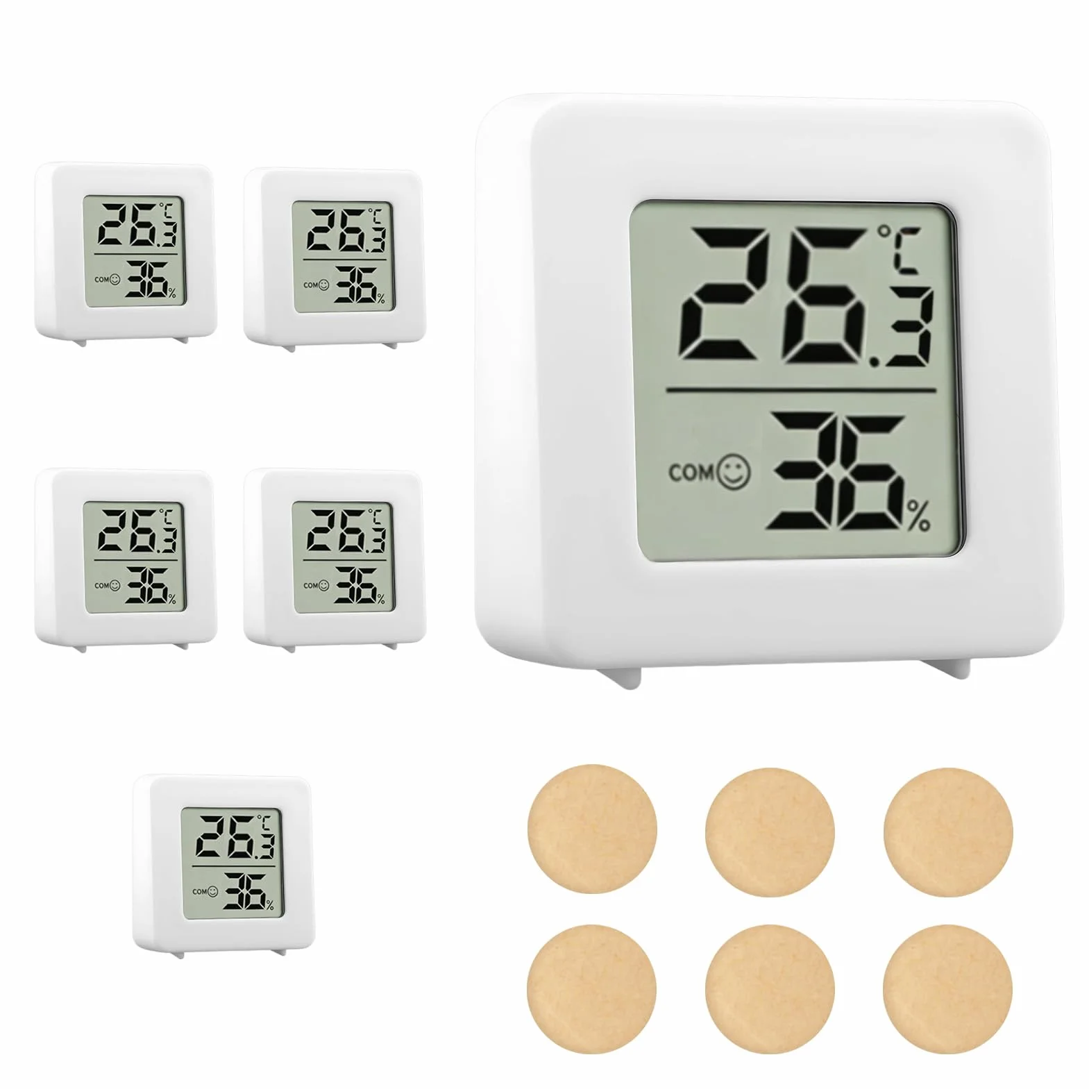 Termometro Digital Higrometro 6 Piezas Pantalla LCD Medidor Temperatura Humedad Hogar