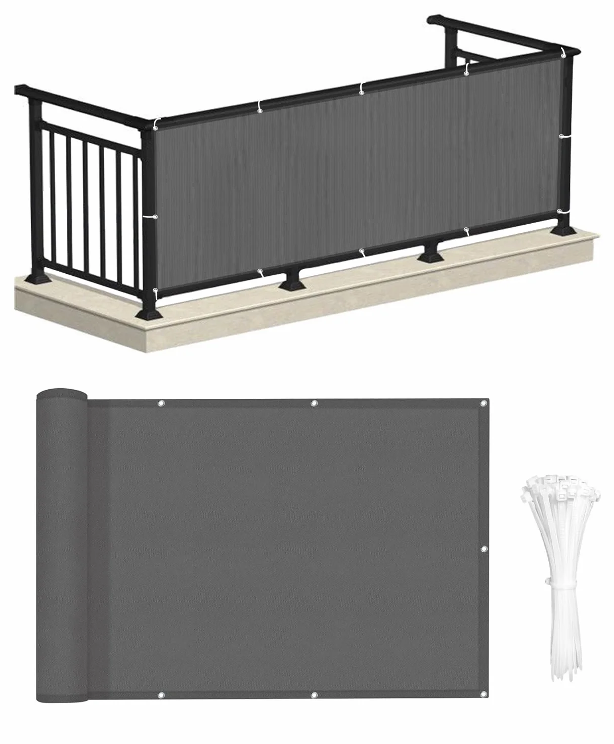 LOVE STORY Pantalla Privacidad Balcón Impermeable 90x300cm Antracita Protección UV Resistente Viento