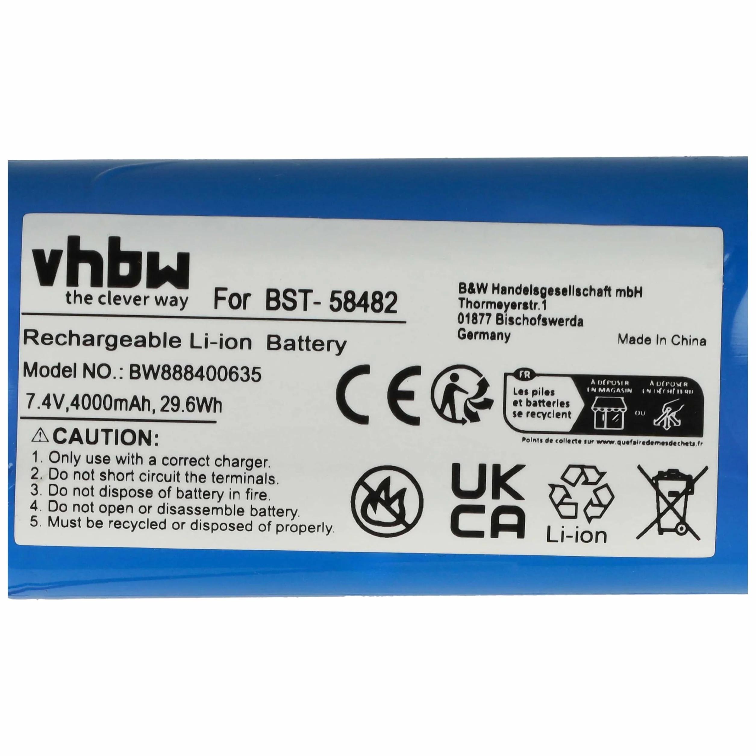 vhbw Batería Recargable 4000 mAh 7,4 V Li-Ion reemplaza Bestway BST-58482 para Limpiador Piscina