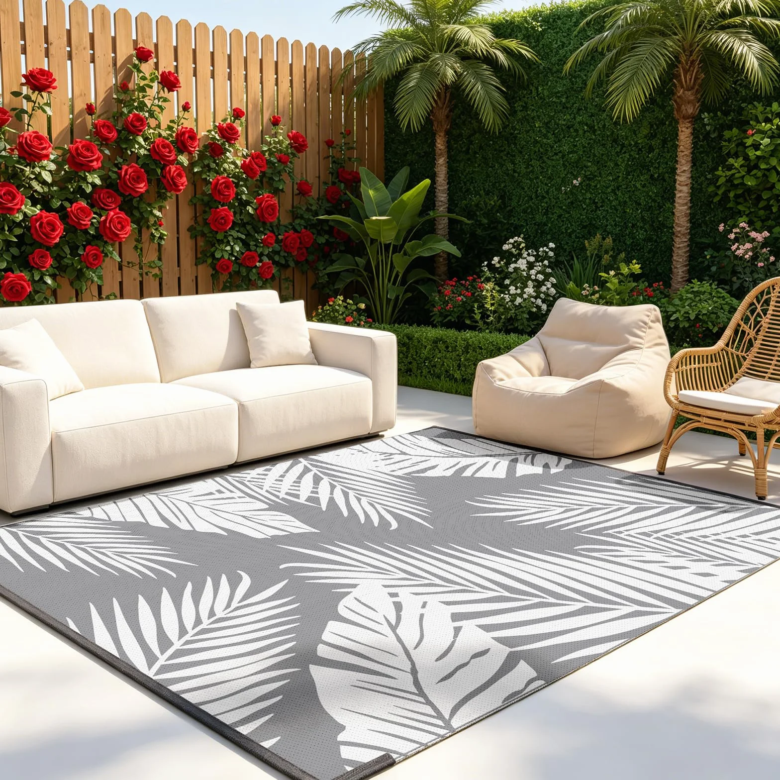 Alfombra Exterior Impermeable Reversible para Patio 150x240 cm AUAUY