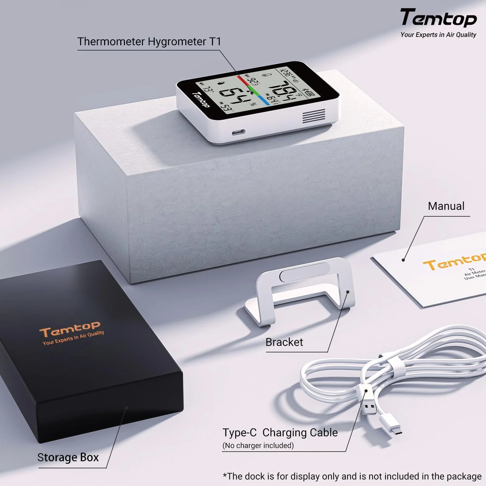 Temtop T1 Medidor de Humedad Digital Termómetro Interior Higrómetro Bluetooth con Alertas