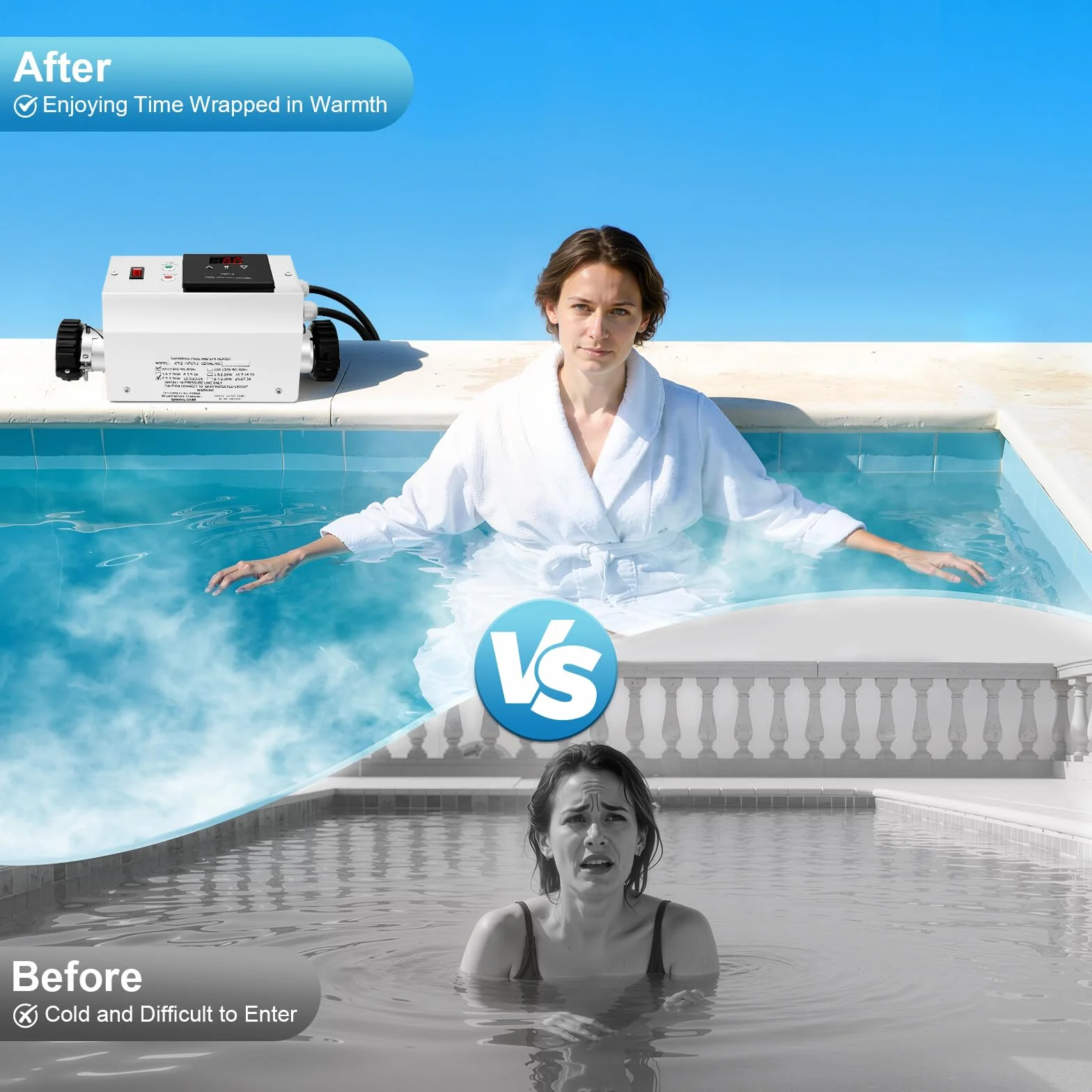 Calefacción eléctrica de piscina 3 kW termostato intercambiador de calor