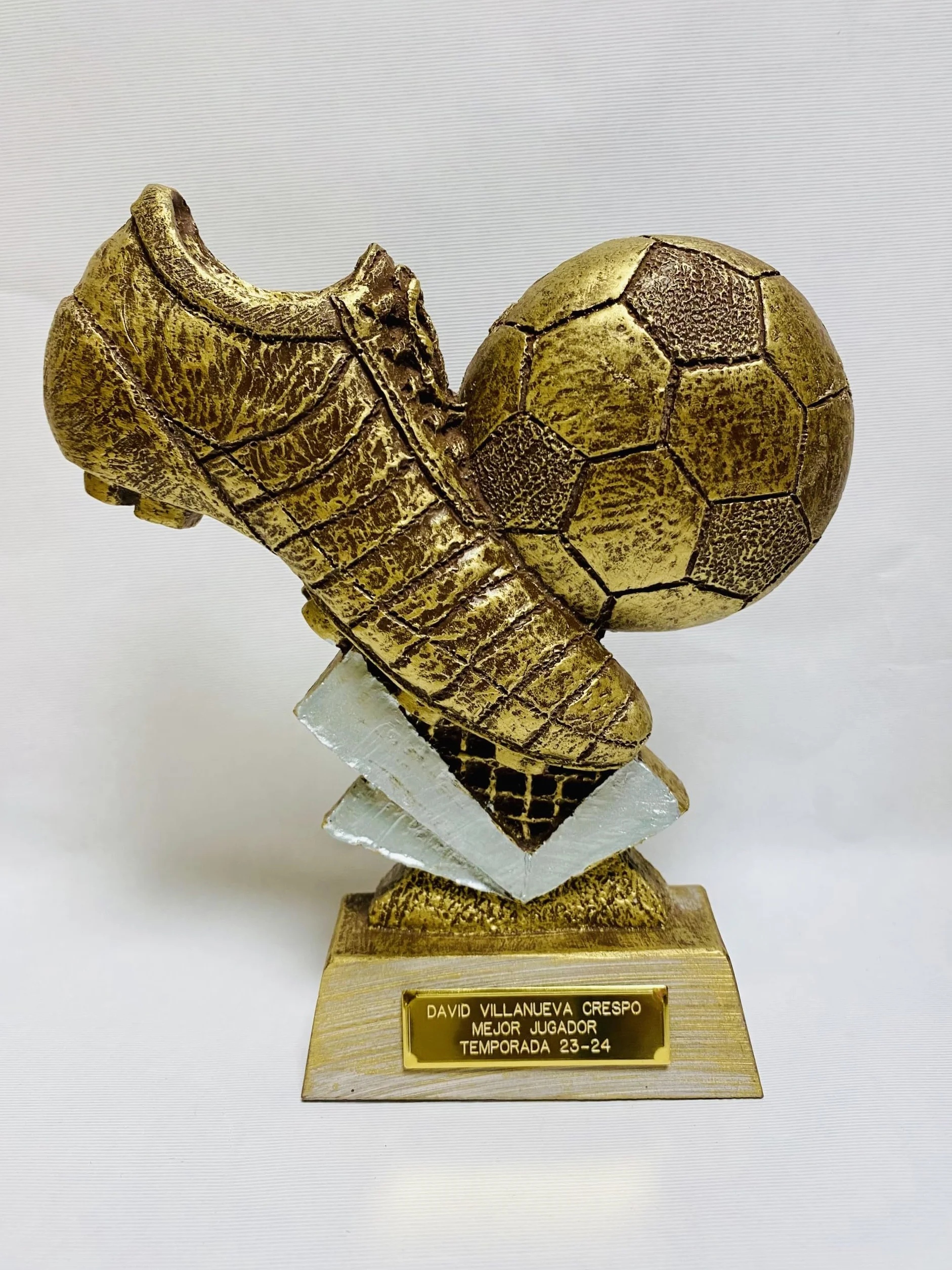 Trofeo Fútbol Personalizado 16cm Oro Mejor Jugador Bota Balón