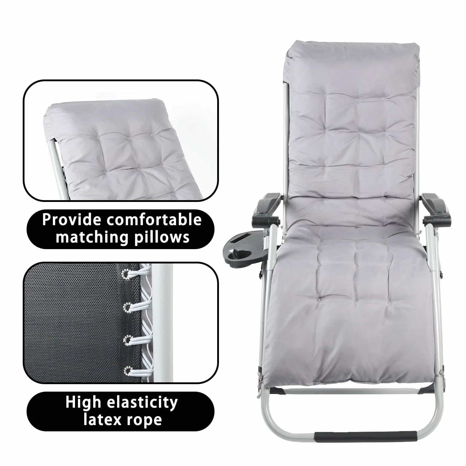 OHMG Sillas de Patio reclinables Tumbonas Cero Gravedad Tumbonas Jardín al Aire Libre Silla mecedora Cubierta para Playa Camping apoya 200 kg