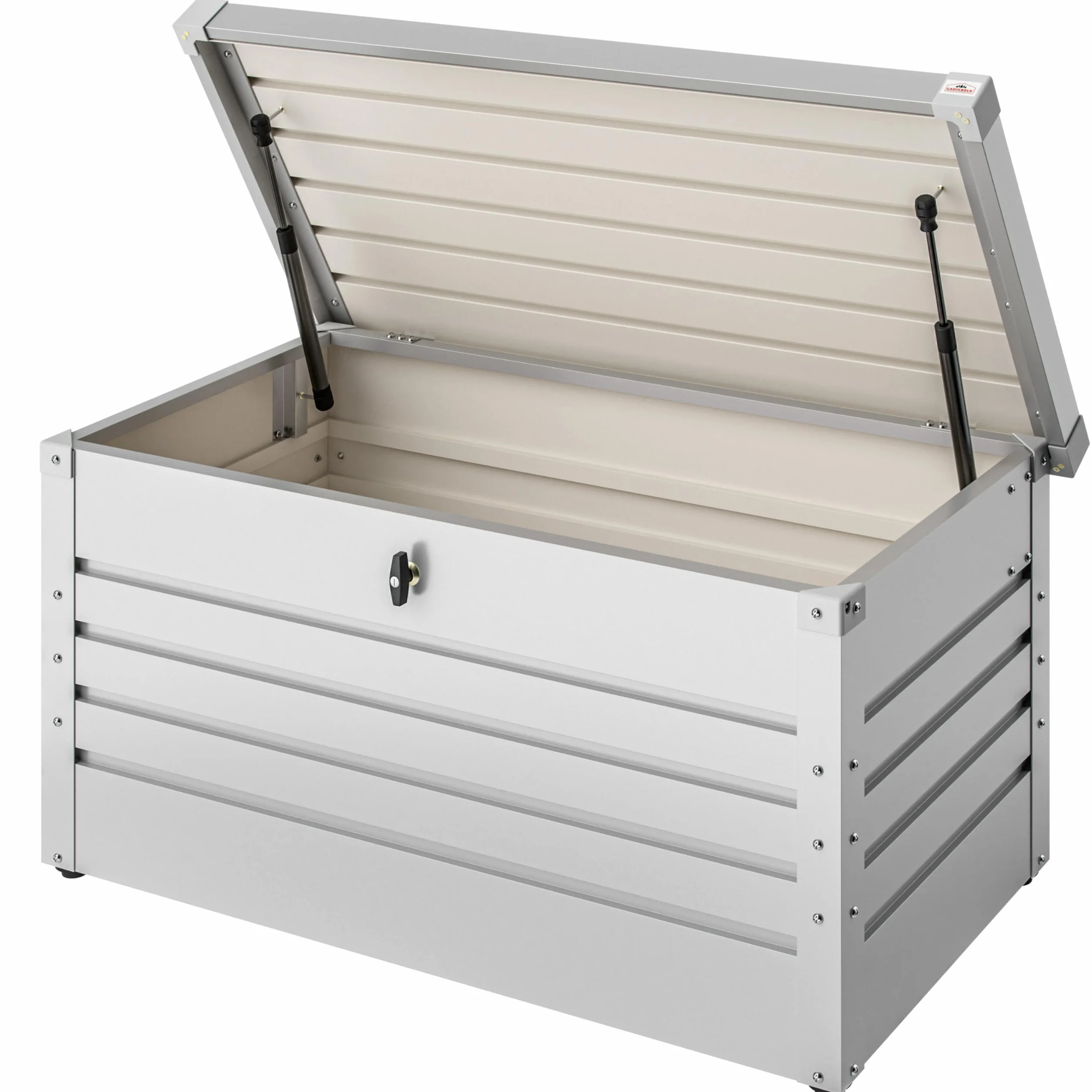 Gardebruk Baúl Metálico 120x62x63cm 385L Blanco Cajón de Jardín Arcón de Acero