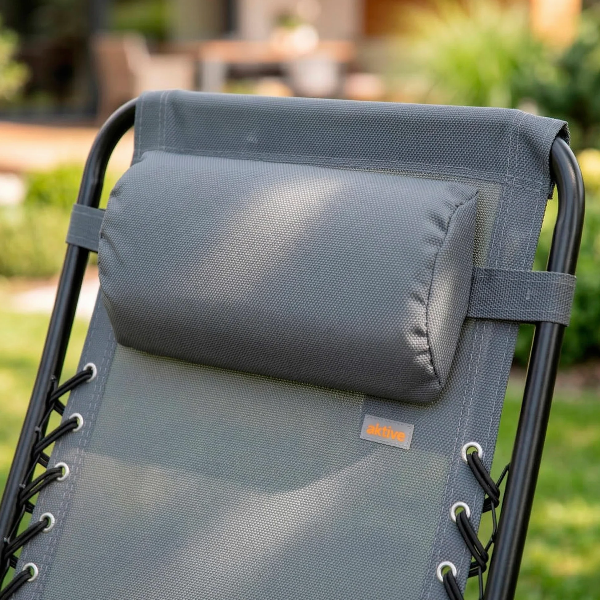 AKTIVE Tumbona jardín plegable, Color gris, 52x68x104 cm, Gravedad cero, Estructura acero, Tejido textileno, Soporta 110 kg, Antivuelco, Cojín acolchado, Hamaca terraza exterior (61166)