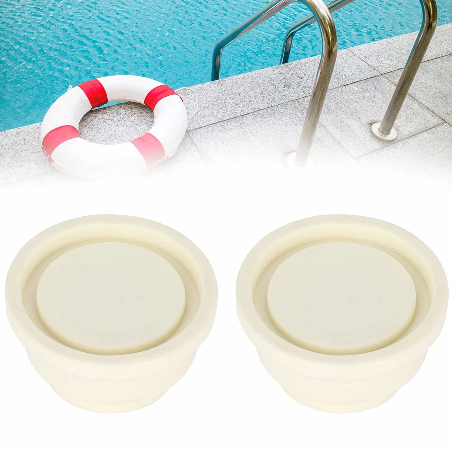 Alvinlite Topes de Escalera para Piscina Enterrada - Tapón de Goma 2.4x1.5x1.3in Blanco