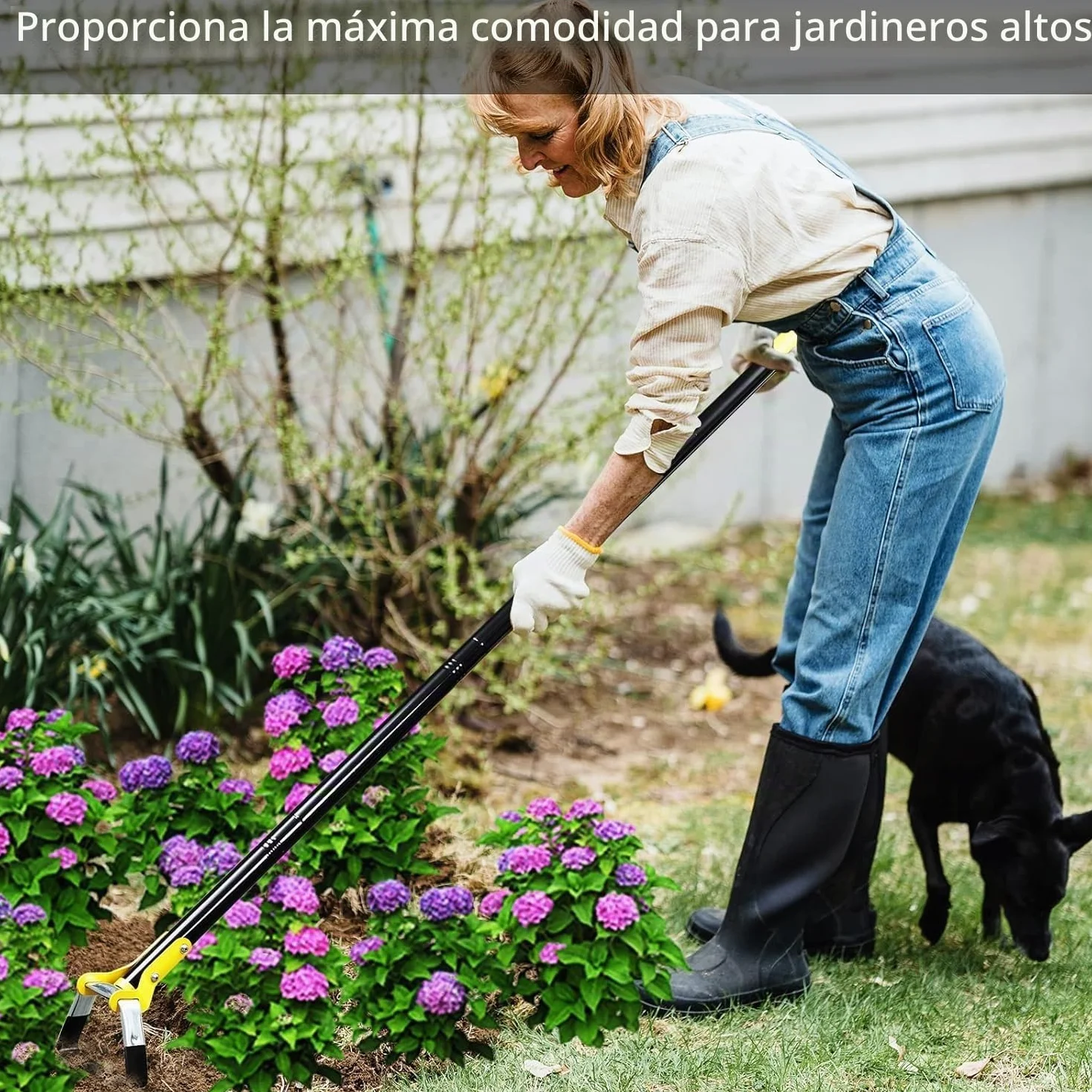 FLY HAWK Azada de jardín ajustable 76-228cm acero inoxidable mango robusto