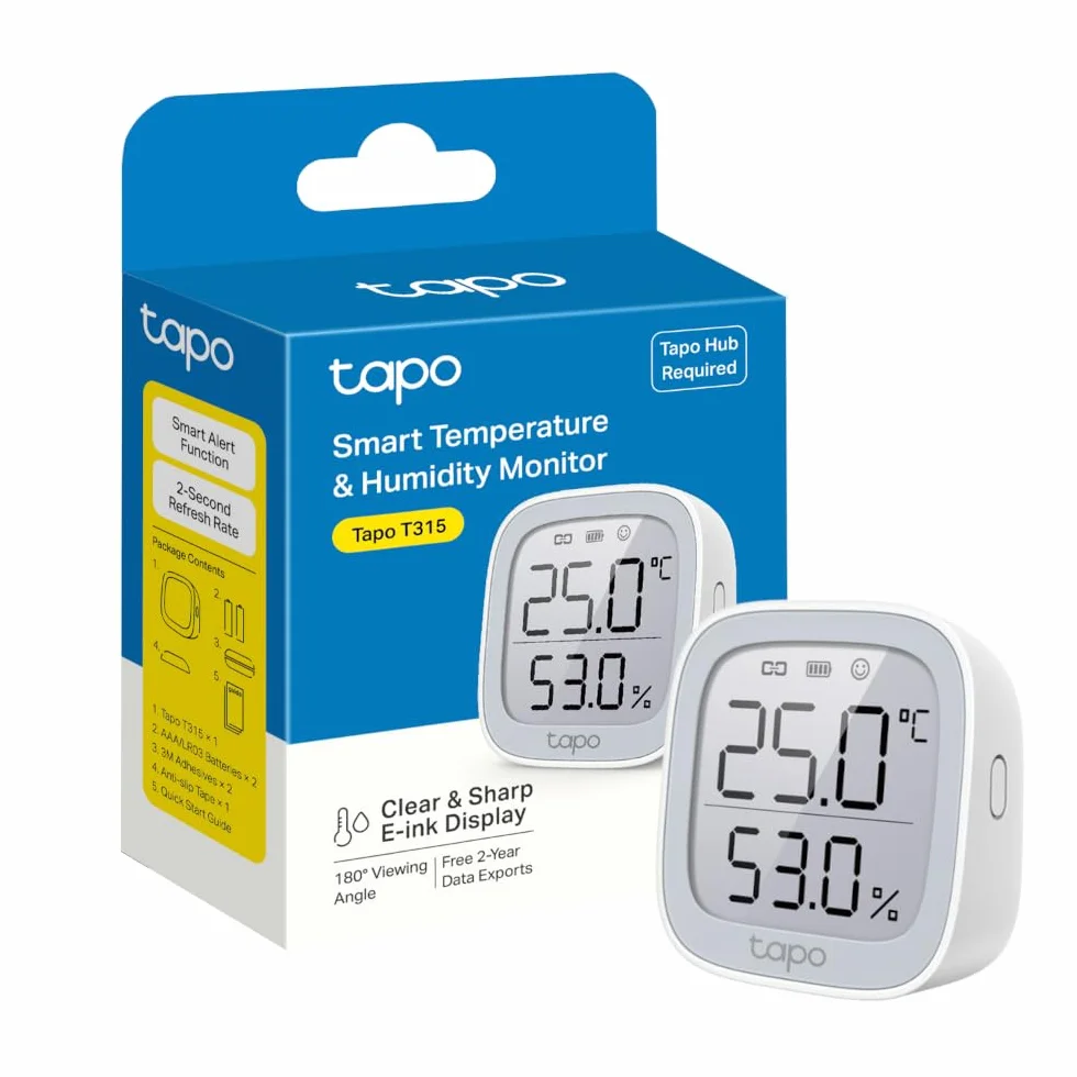 Tapo Termómetro inteligente WiFi higrómetro pantalla LCD batería incluida Alexa Google