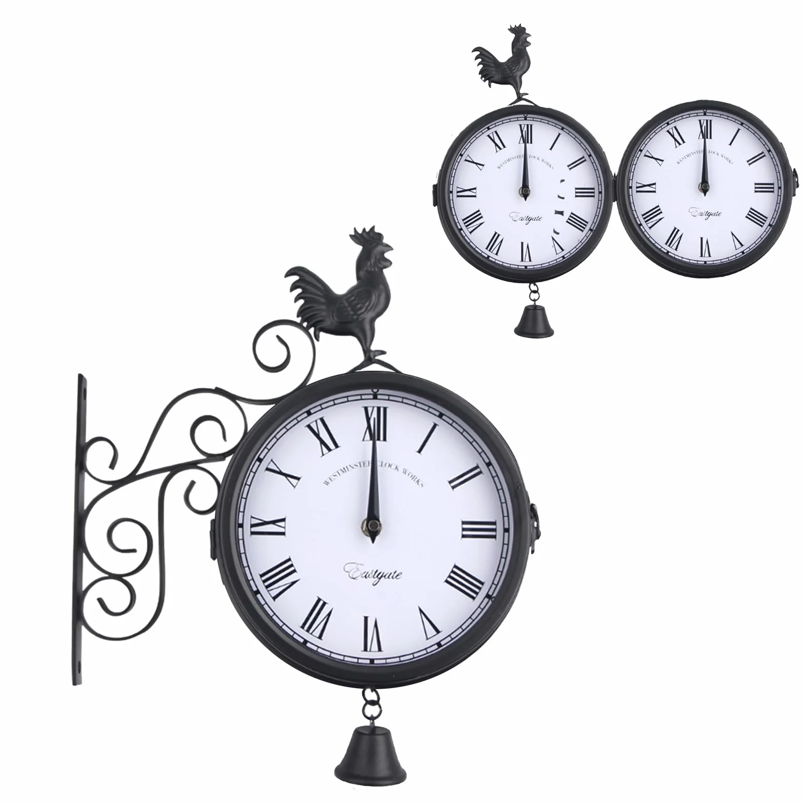 Reloj de jardín retro 20 cm resistente al agua doble cara exterior