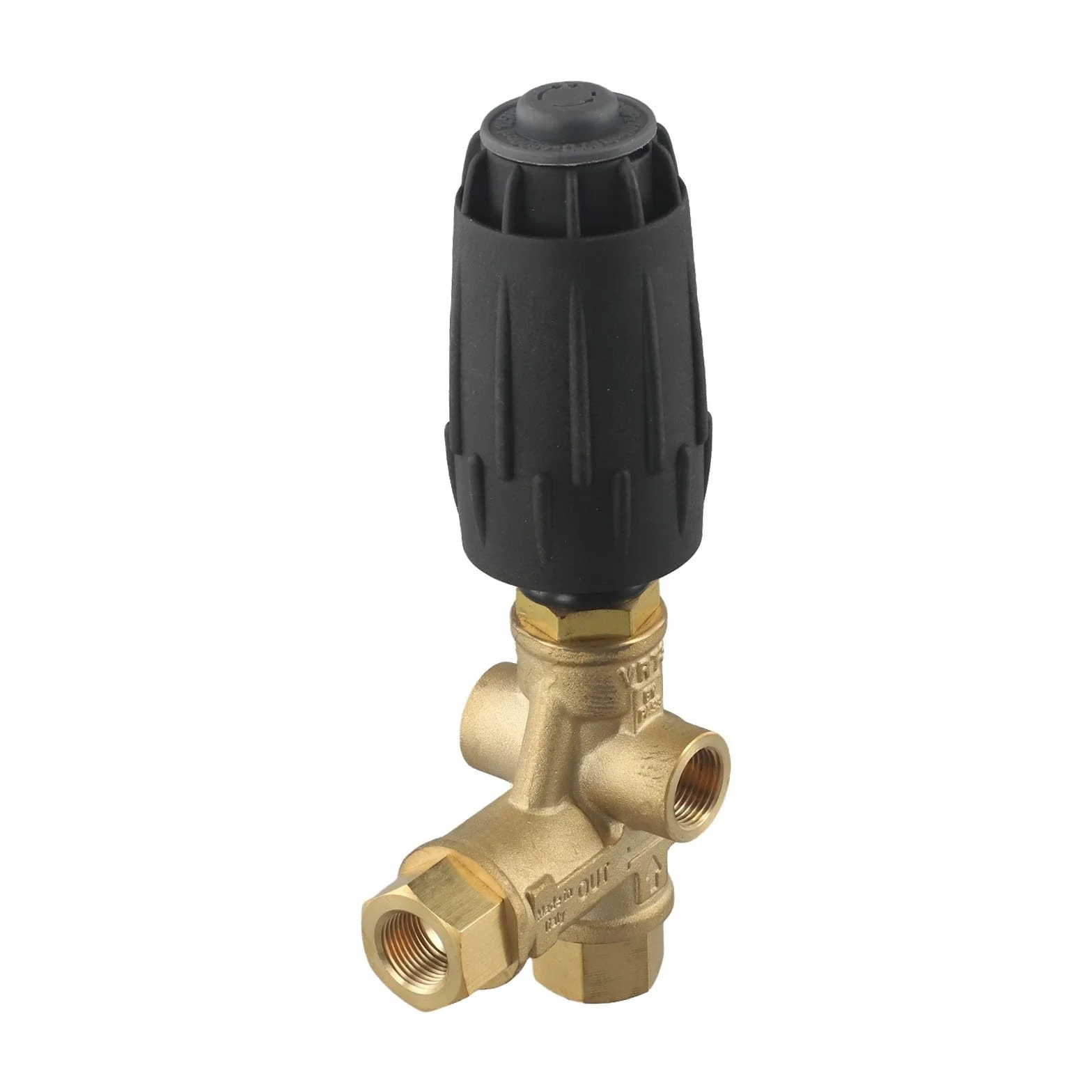 VRT3 - Válvula descargadora para lavadora a presión, 140 bar, 40 LPM de latón y acero con derivación de presión atrapada para un flujo controlado seguro y limpieza eficiente al aire libre, 3/8