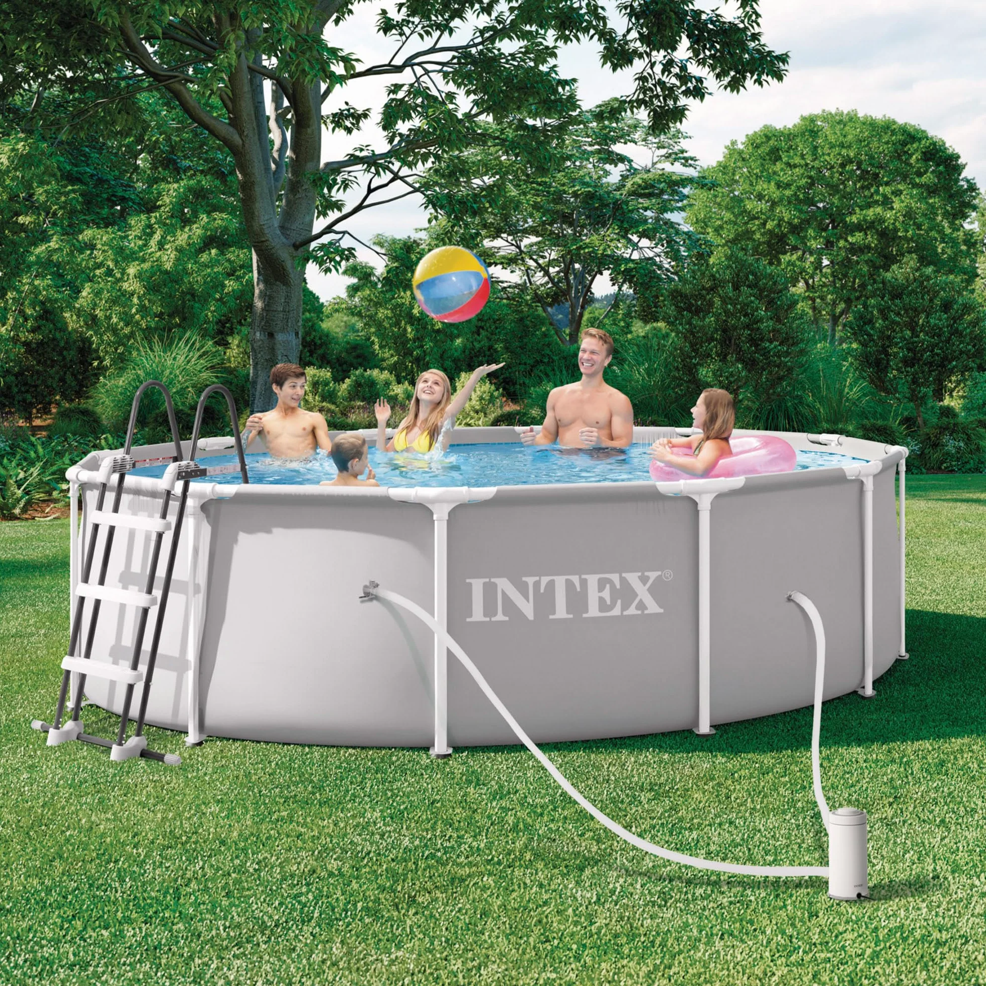 Intex Piscina Desmontable 366x99 cm 8.592 litros Escalera Seguridad Estructura metálica 5 Personas Ø32 mm