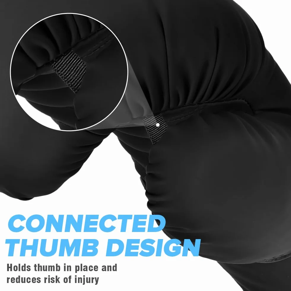 flintronic Guantes de Boxeo para Adulto, Cuero Premium, Entrenamiento MMA Muay Thai Kickboxing Negro