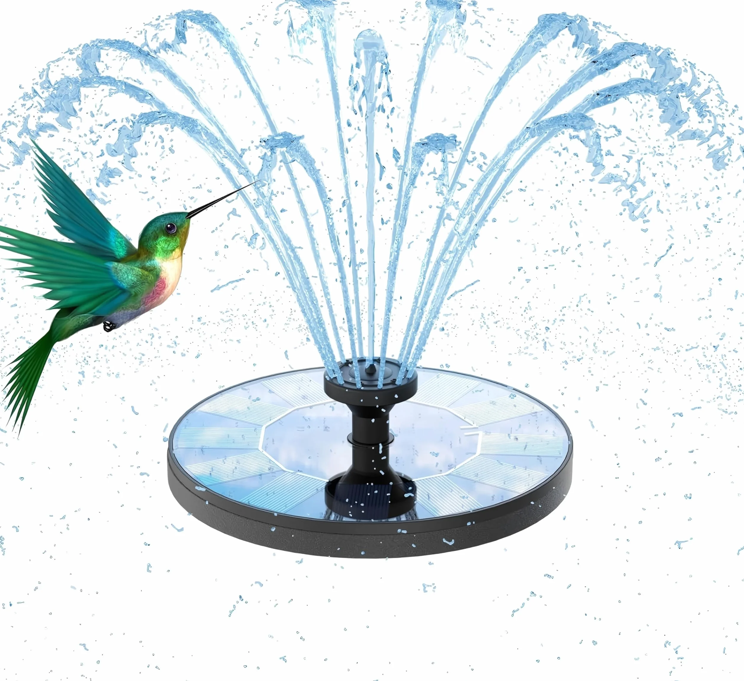 AISITIN Fuente Solar Jardin Exterior con Bomba de Agua 6 Boquillas