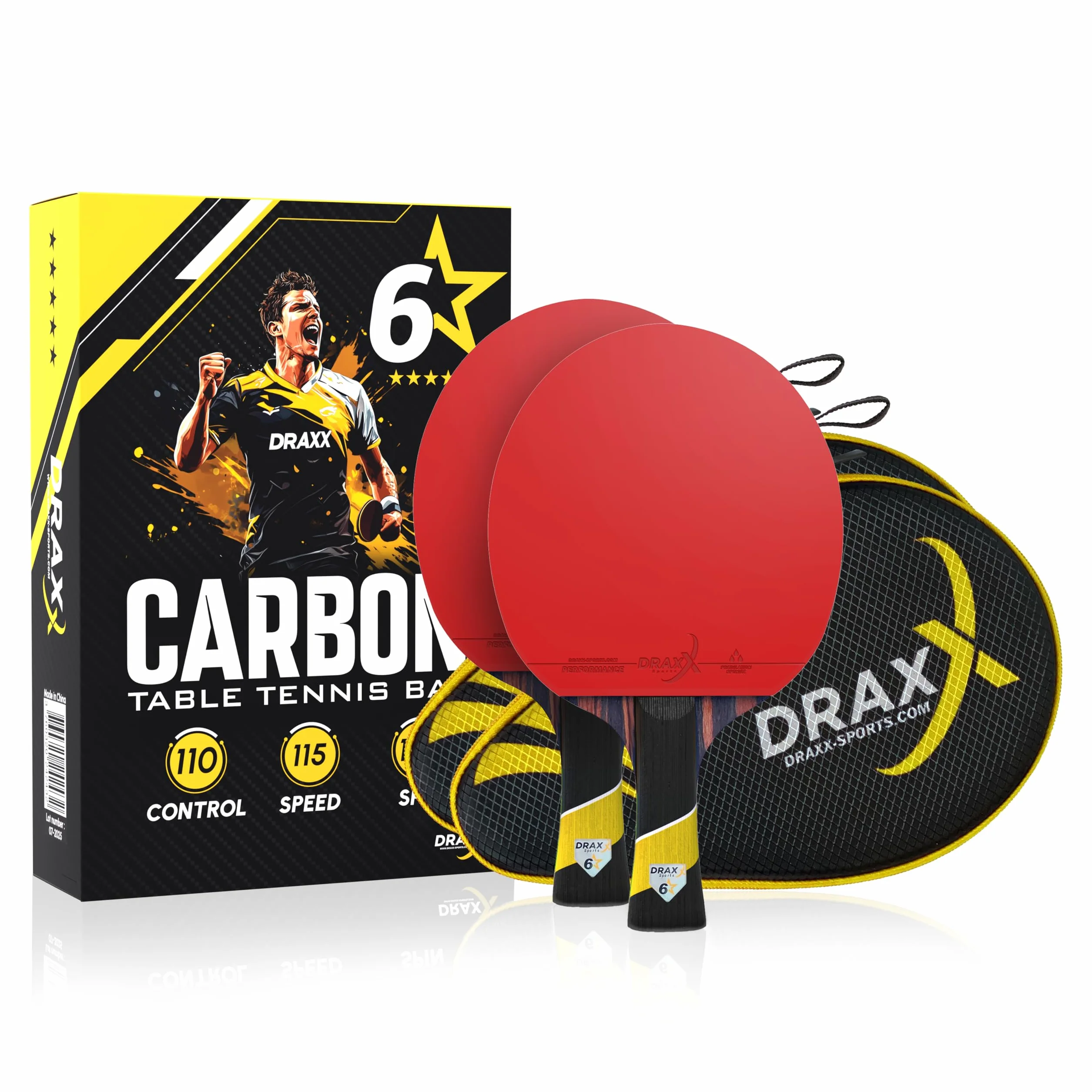 Pala Ping Pong Carbon Raqueta de Carbono Profesional 2 mm Esponja