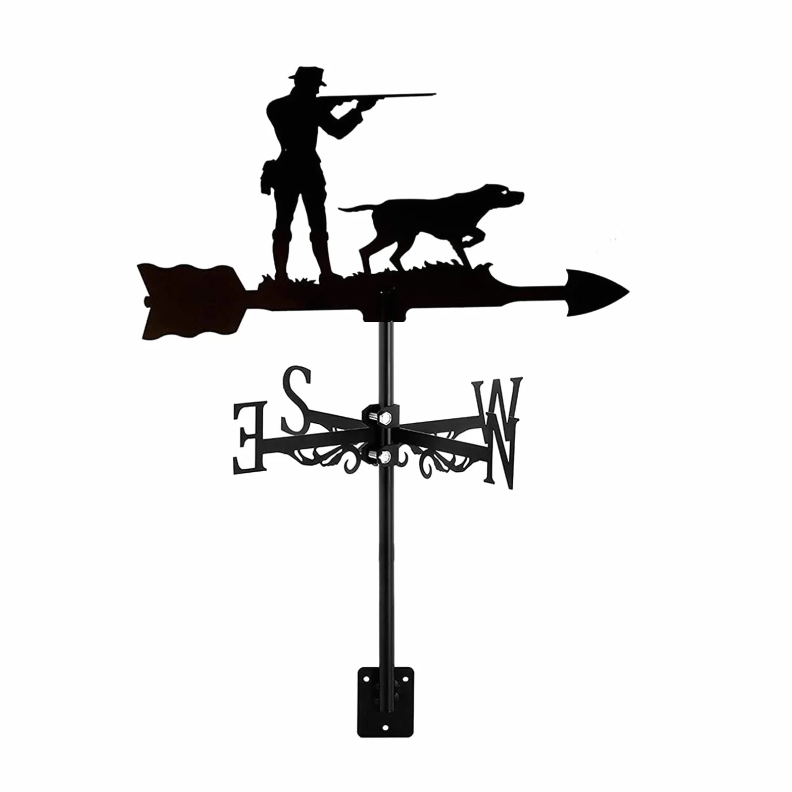 Veleta para Cazador y Perro con Montaje en Techo, Indicador de Dirección del Viento para Granja, Caza, Jardín, Decoraciones de Metal
