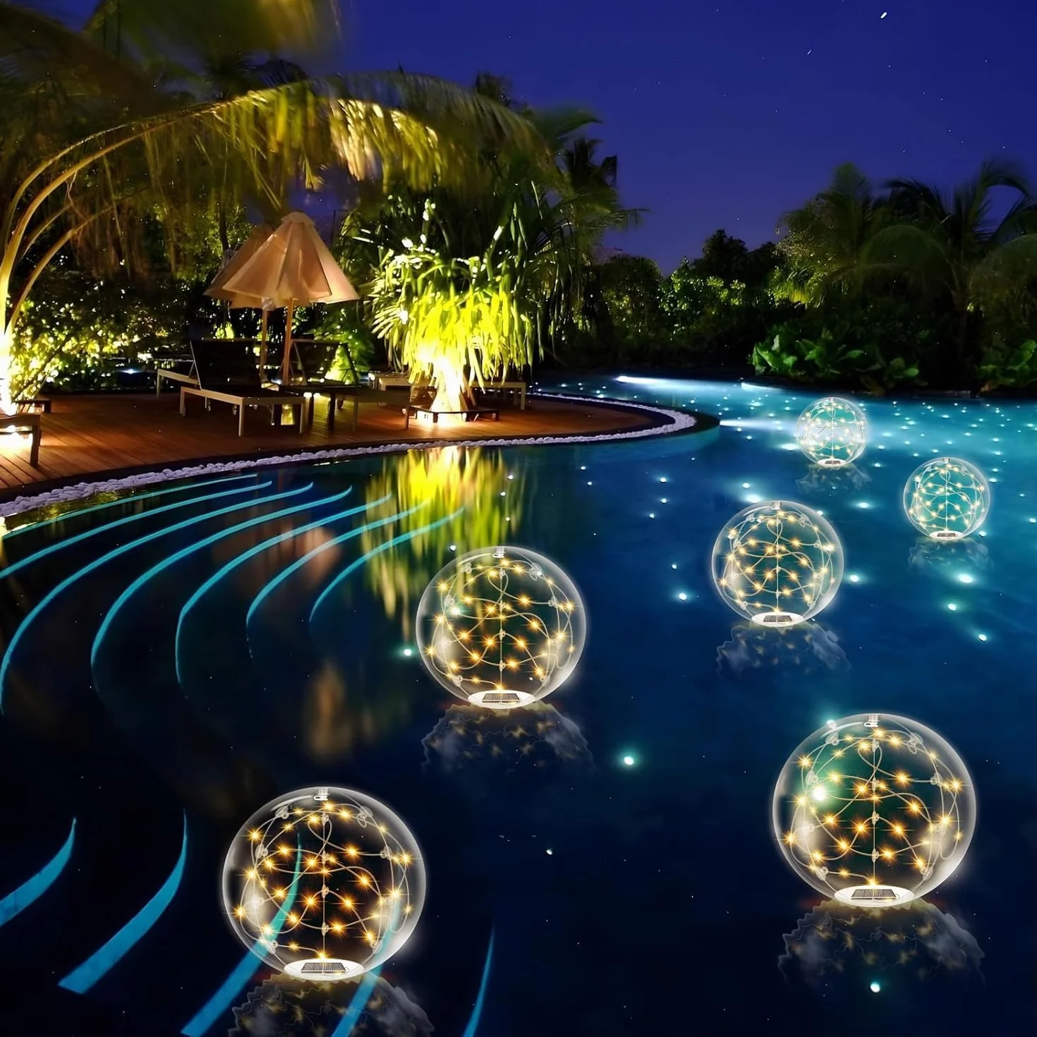 Luces Solares Flotantes para Piscina IP68 13.8" Pelota Inflable con Control Remoto Color Cálido 1 Unidad