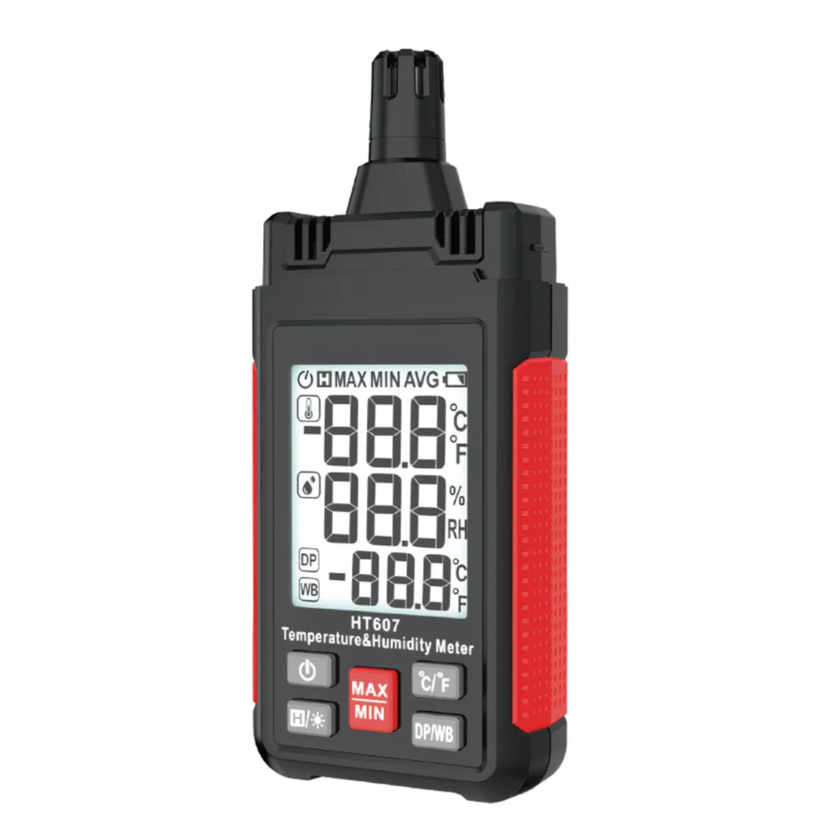 ThreeH Termohigrómetro Digital Pantalla Grande con Retroiluminación LCD Humedad Relativa Punto de Rocío Min Max Hold