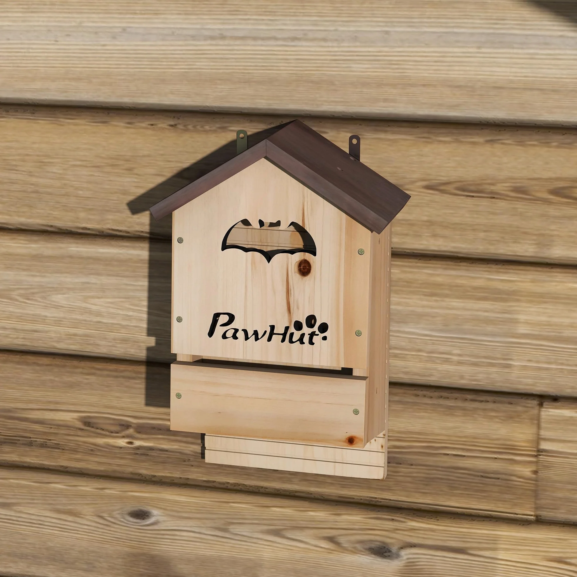 PawHut Caja de murciélagos 3 piezas de madera de abeto, casa de murciélagos para colgar en jardines, huertos, granjas 21,5 x 11,5 x 34 cm