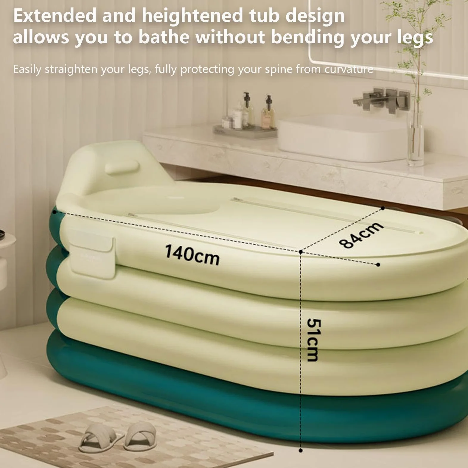 Inflable,Cubo Lavado Cuerpo con Bomba de Pie | Autoinflable para Adultos | Casa Hotel Spa Relajación Recuperación Deportiva Hombres Mujeres