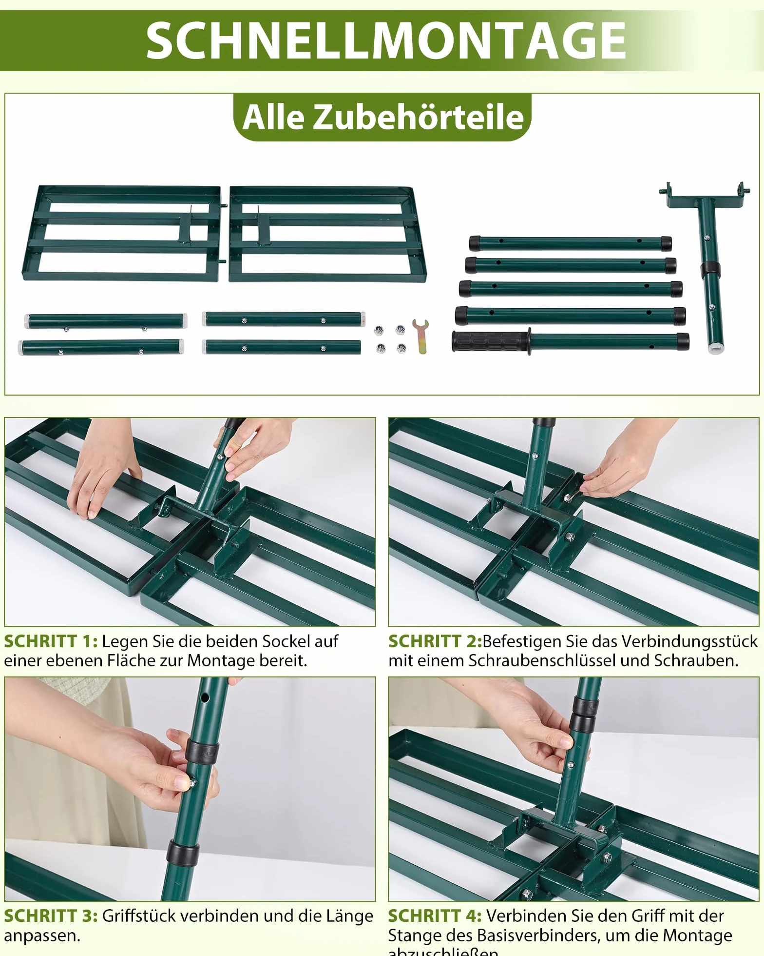 Rascador de césped de 76 x 25 cm, rastrillo de nivelación, rastrillo ancho de arena, rasqueta para césped con mango de 198 cm, escarificador de jardín para patio, jardín, campo de golf