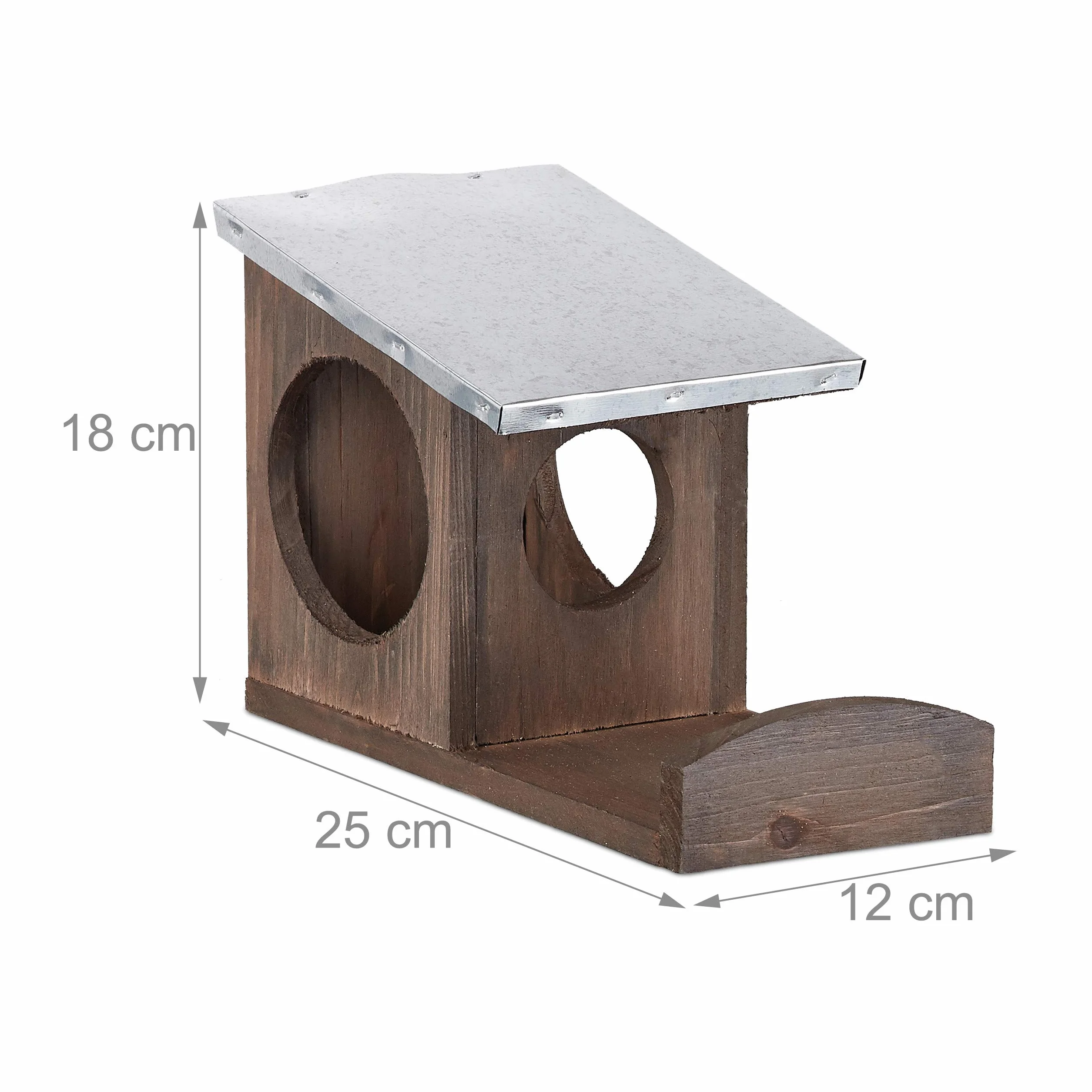 Relaxdays Comedero Ardillas Colgar Techo Metálico Madera Metal Marrón Oscuro 18x12x25 cm