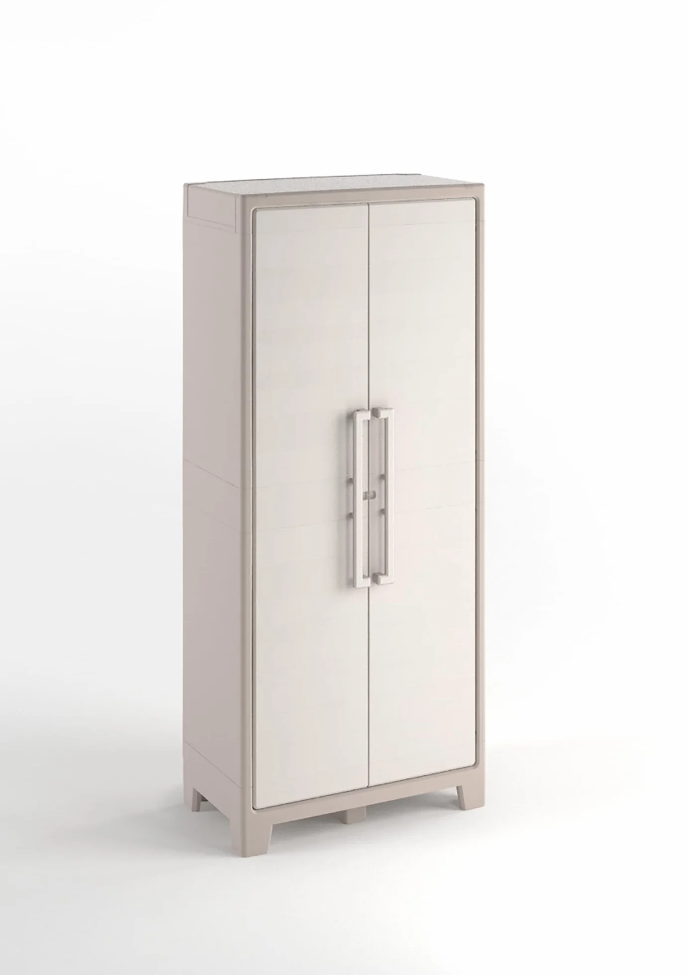 Keter Gulliver Alto Armario Almacenaje Exterior Resina Estanco Agua 2 Puertas 4 Baldas Regulables 80x44x182 cm Beige Arena