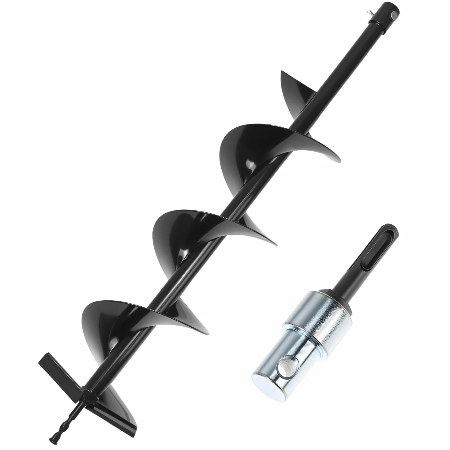 QWORK Taladro de Tierra ⌀ 150 mm Taladro Pilotes 80 cm para Perforar Agujeros Plantar Arboles